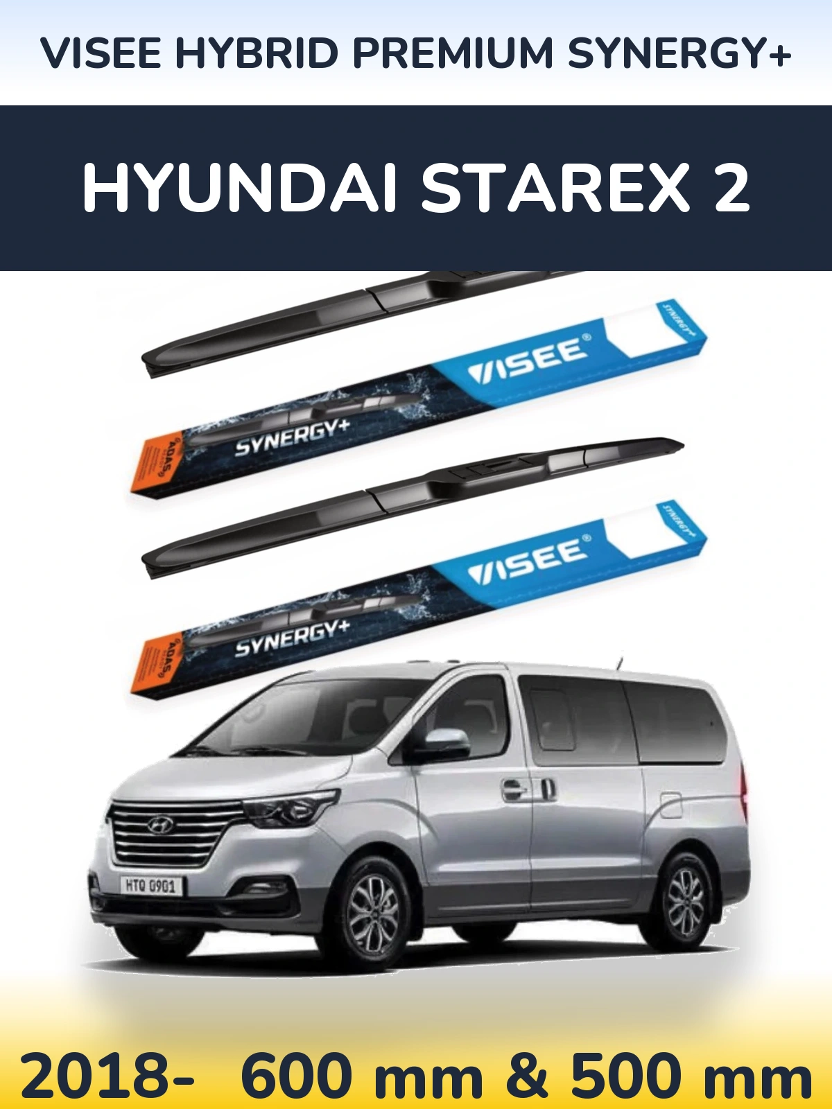 Комплект передних дворников VISEE HYBRID PREMIUM SYNERGY+ 600 & 500 мм для Hyundai Starex 2 2018-2026