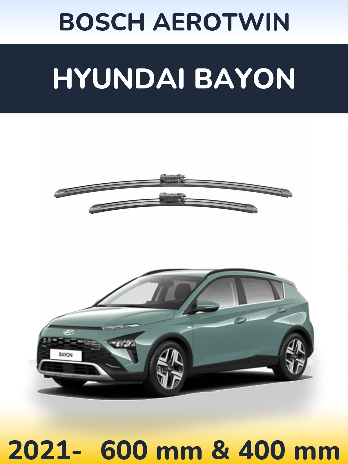 Комплект передних дворников BOSCH AeroTwin 600 & 400 мм для Hyundai Bayon 2021-2026