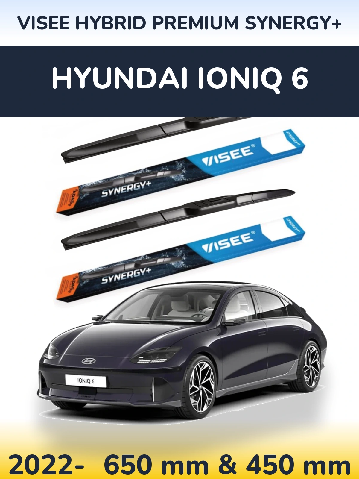 Комплект передних дворников VISEE HYBRID PREMIUM SYNERGY+ 650 & 450 мм для Hyundai IONIQ 6 2022-2026