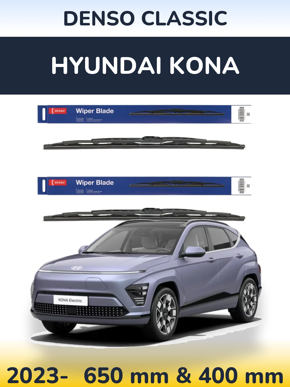 Komplet przednich wycieraczek Denso Classic 650 & 400 mm do Hyundai Kona 2023-2026