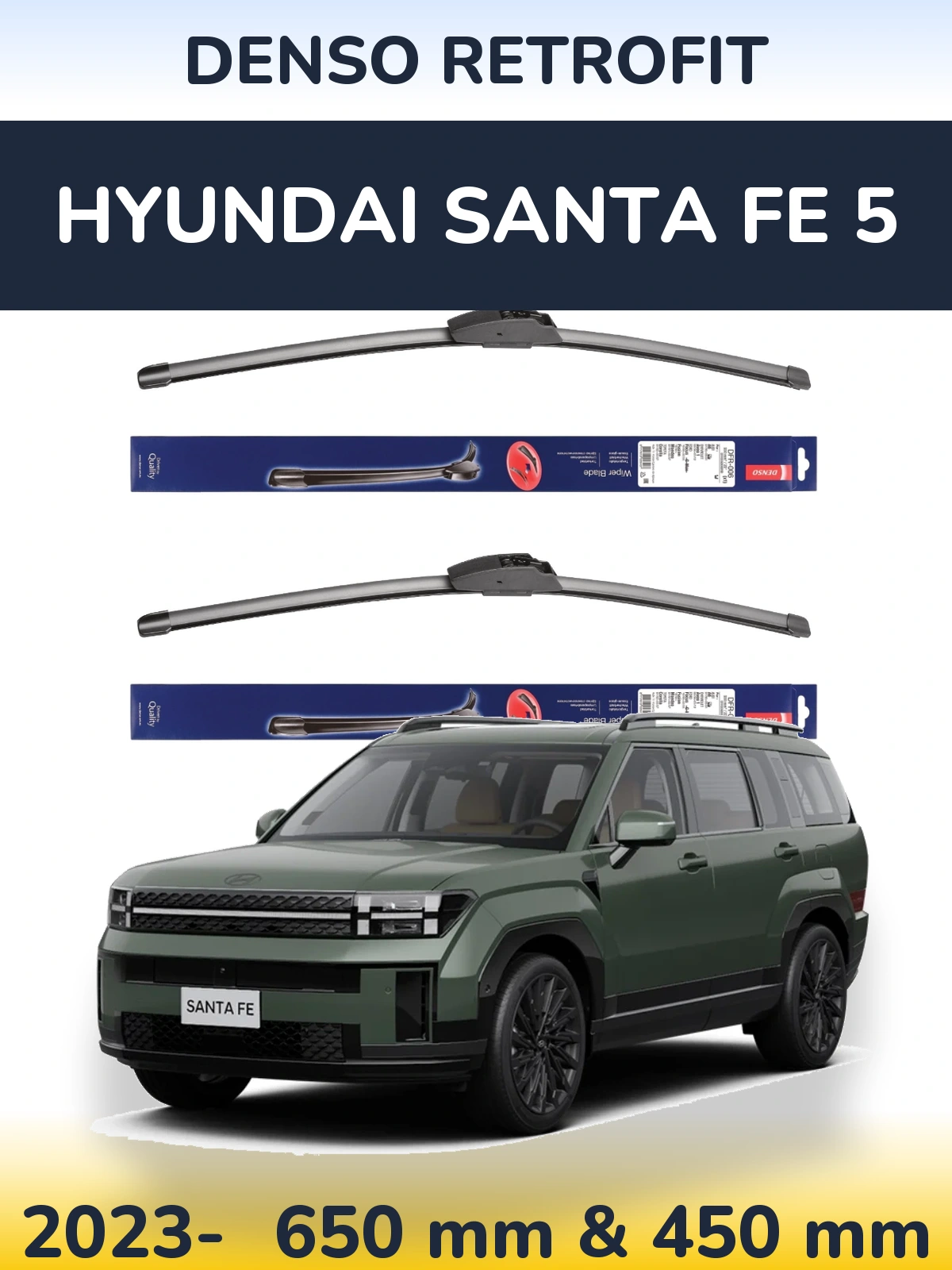 Komplet przednich wycieraczek Denso Retrofit 650 & 450 mm do Hyundai Santa Fe 5 2023-2026
