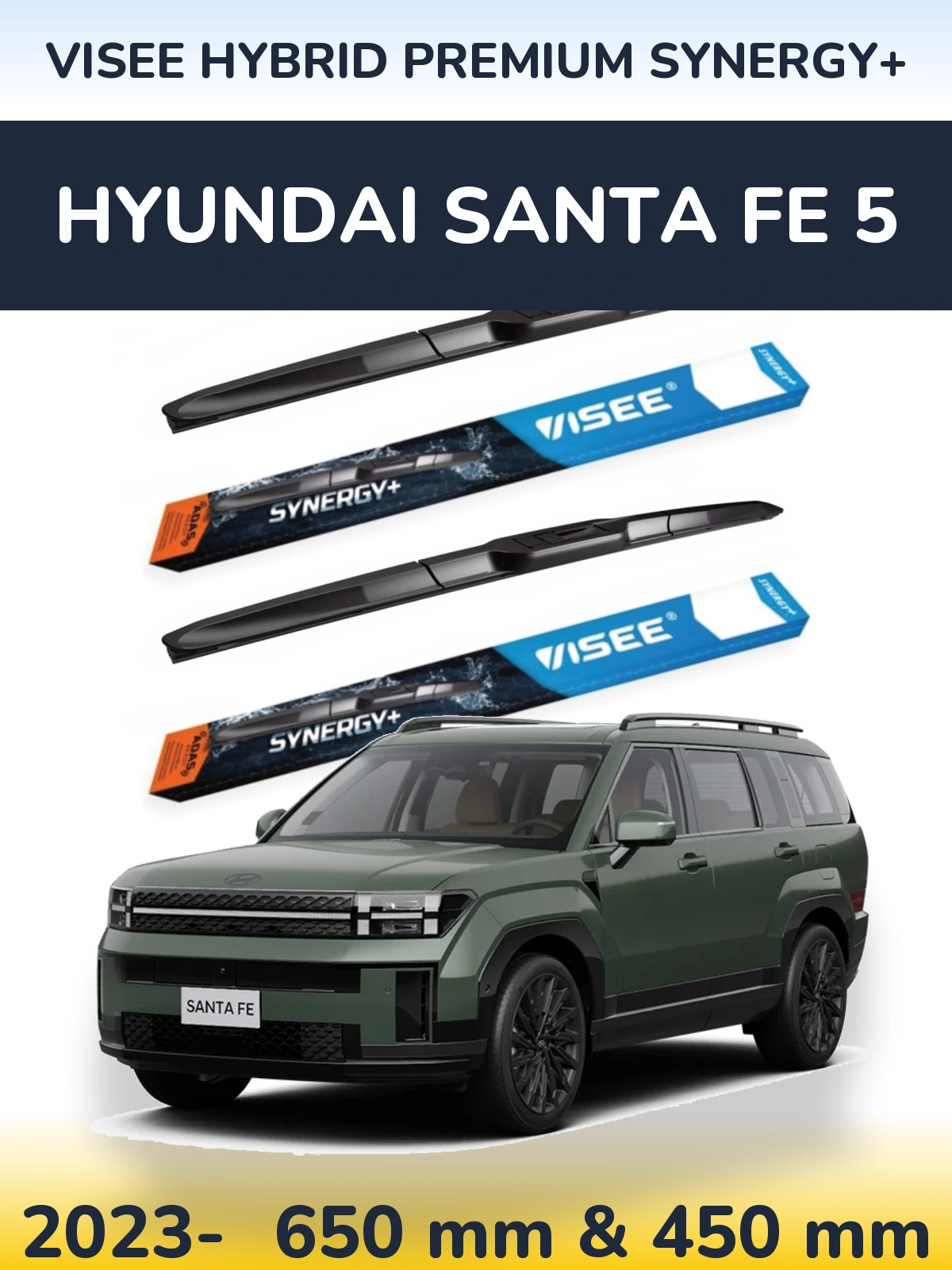 Komplet przednich wycieraczek VISEE HYBRID PREMIUM SYNERGY+ 650 & 450 mm do Hyundai Santa Fe 5 2023-2026