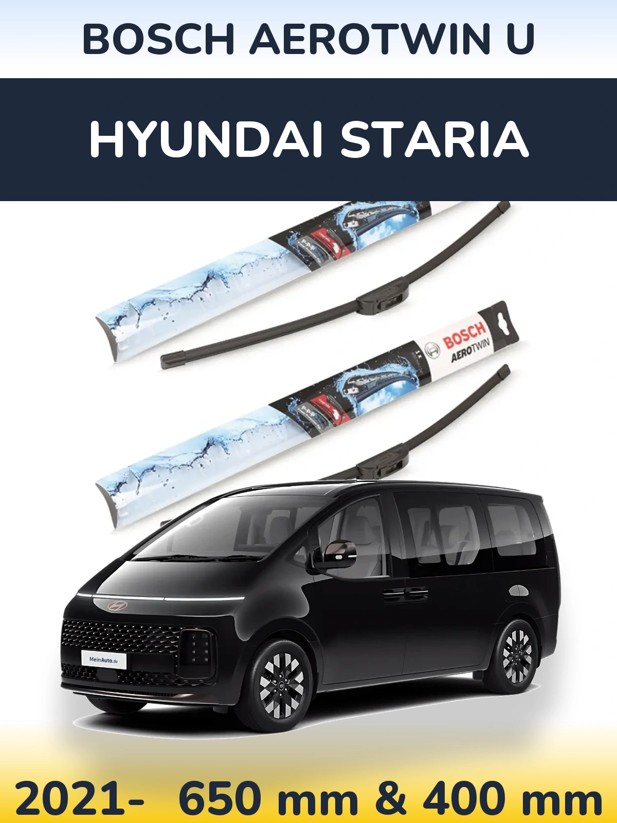 Front wiper blade set BOSCH AeroTwin U 650 & 400 mm for Hyundai Staria 2021-2026