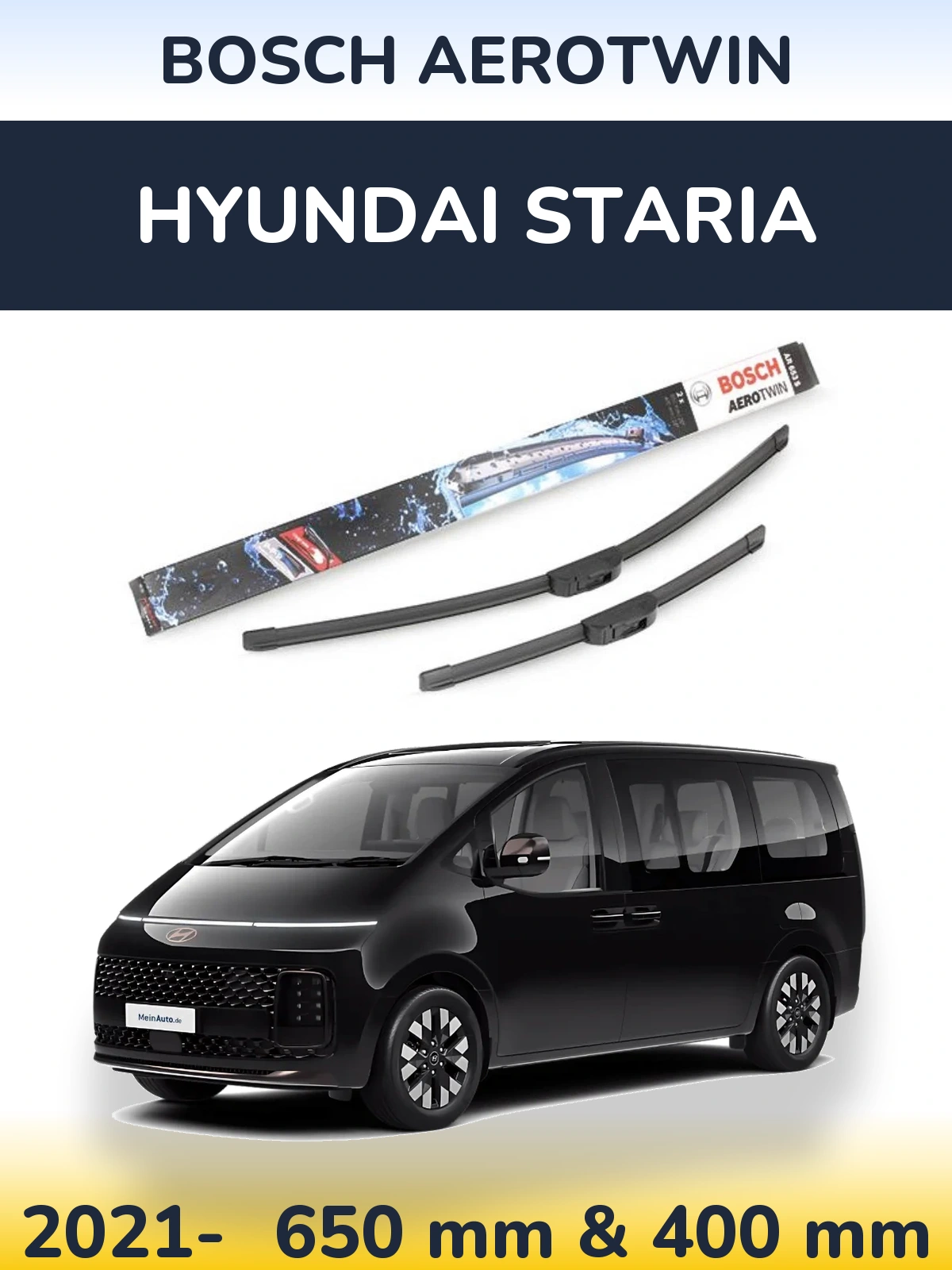 Front wiper blade set BOSCH AeroTwin 650 & 400 mm for Hyundai Staria 2021-2026