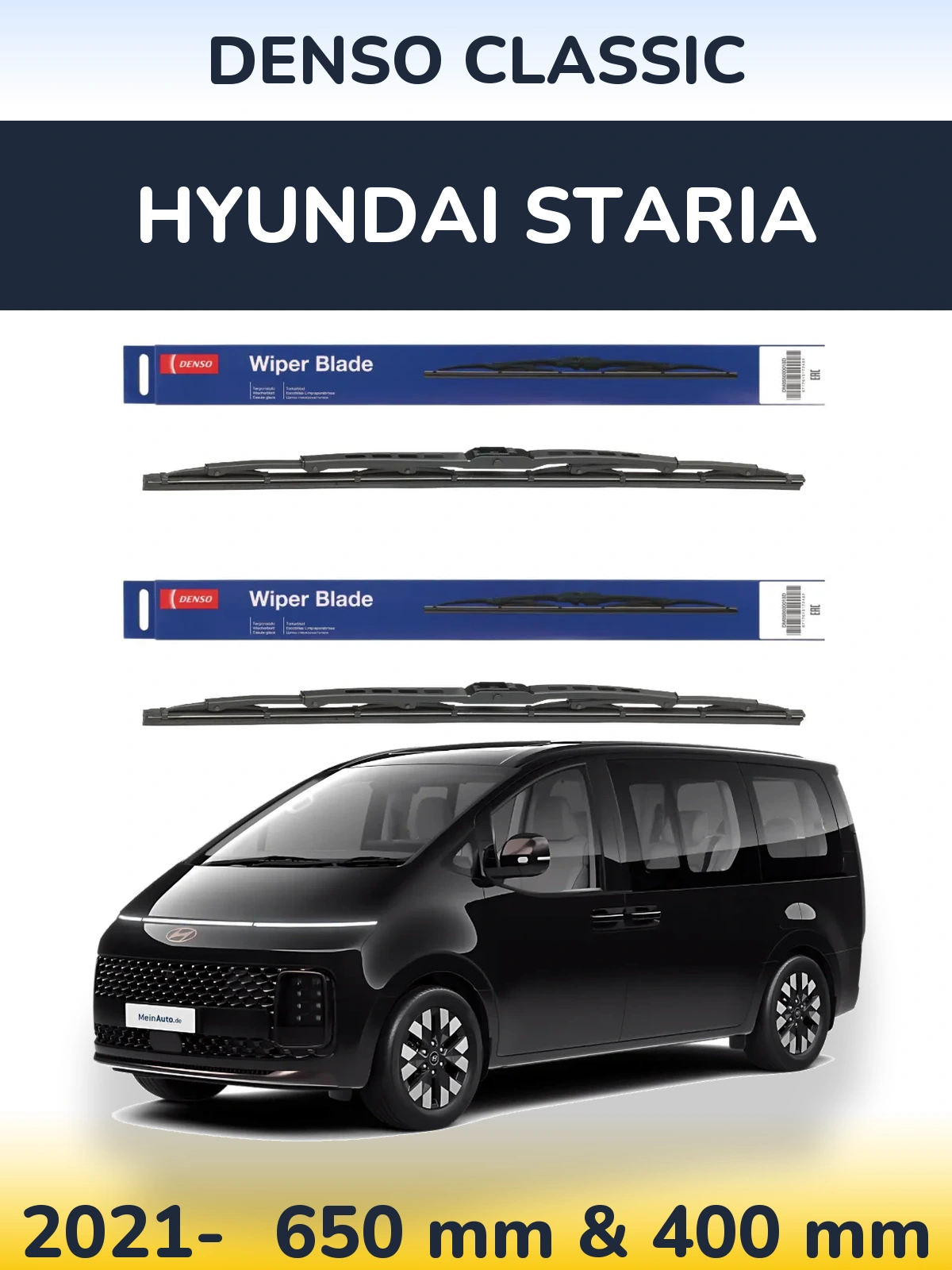 Комплект передних дворников Denso Classic 650 & 400 мм для Hyundai Staria 2021-2026