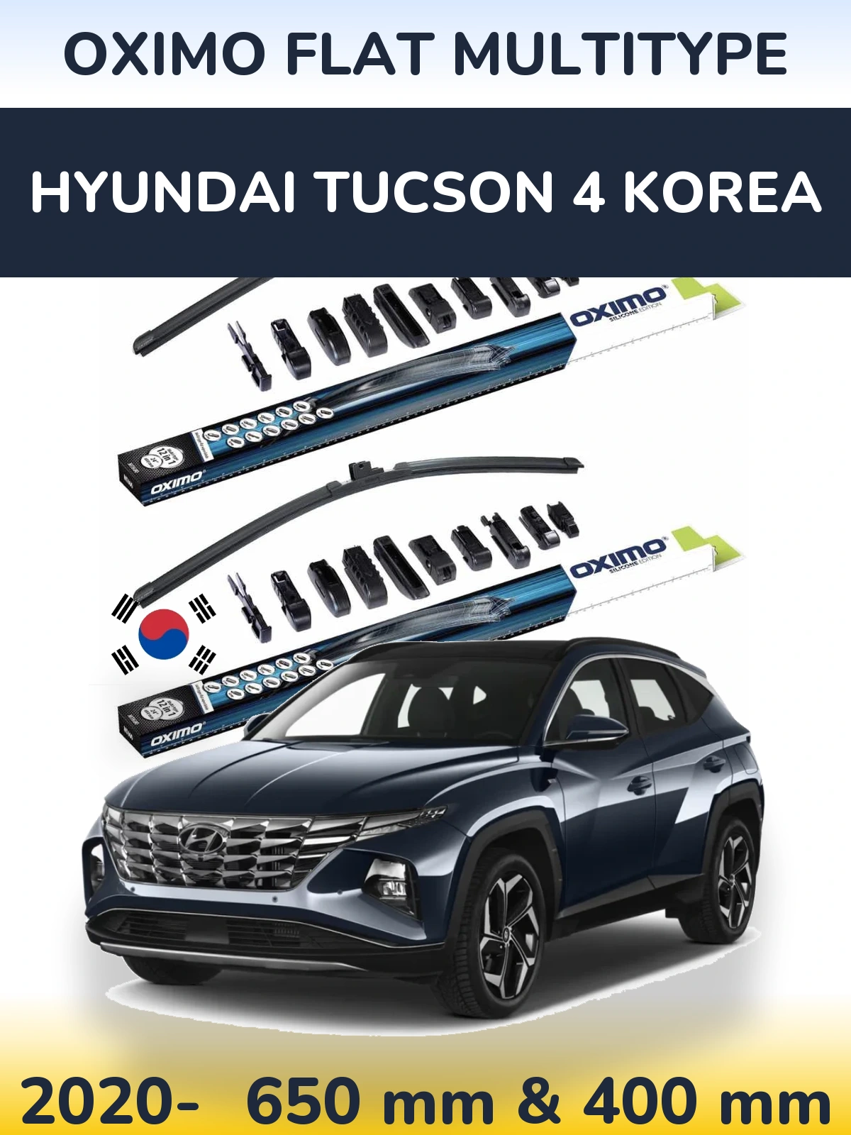 Komplet przednich wycieraczek Oximo Flat MultiType 650 & 400 mm do Hyundai Tucson 4 Korea 2020-2026
