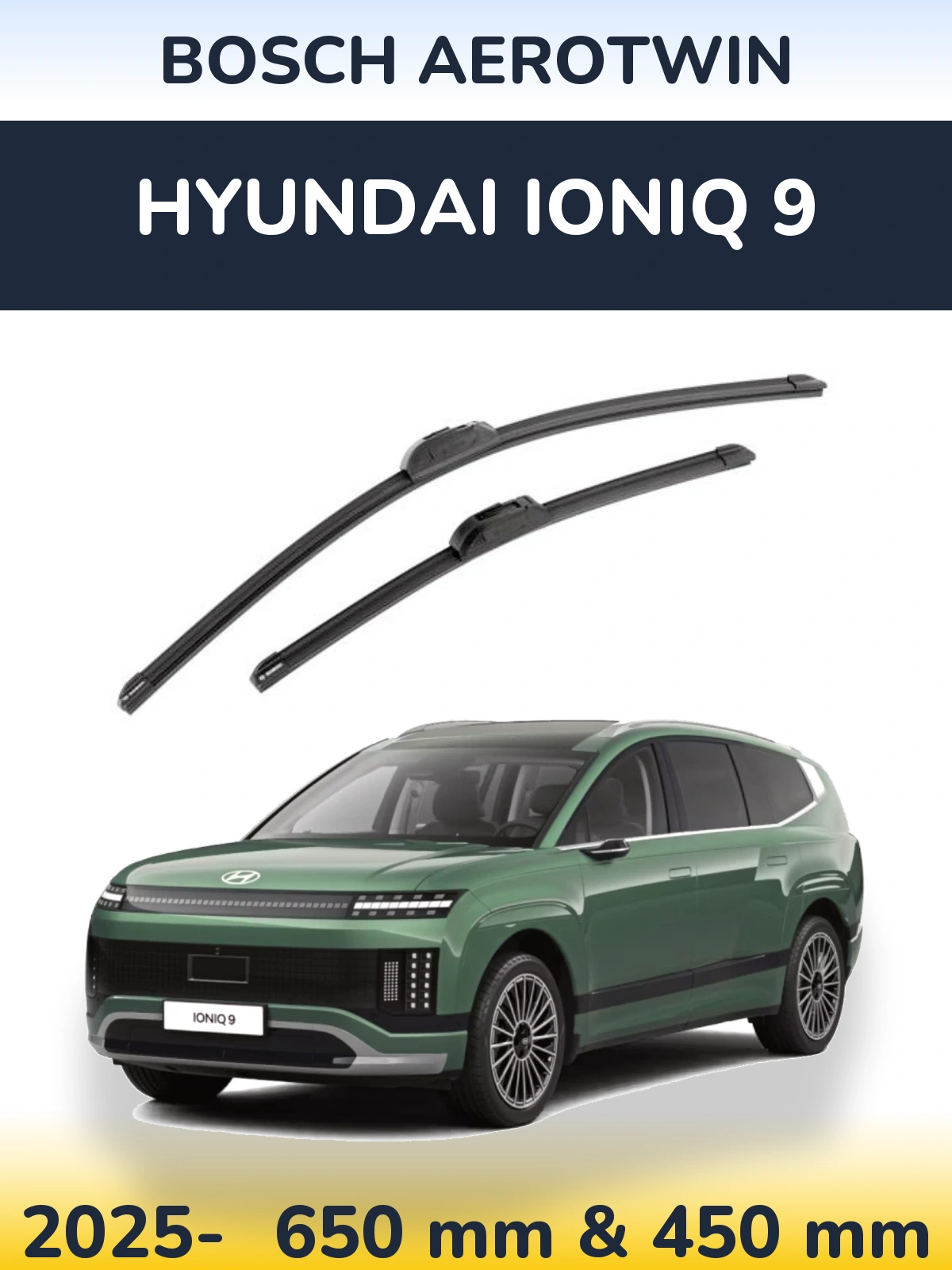 Komplet przednich wycieraczek BOSCH AeroTwin 650 & 450 mm do Hyundai IONIQ 9 2025-2026