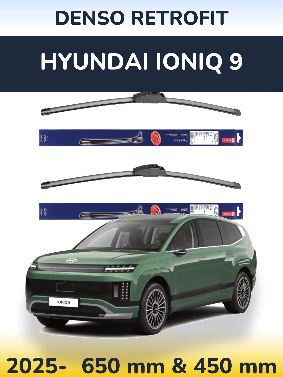 Komplet przednich wycieraczek Denso Retrofit 650 & 450 mm do Hyundai IONIQ 9 2025-2026