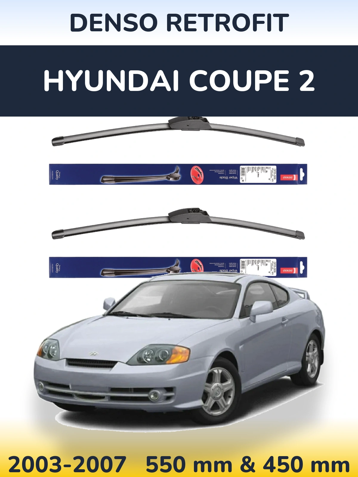 Комплект передних дворников Denso Retrofit 550 & 450 мм для Hyundai Coupe 2 2003-2007