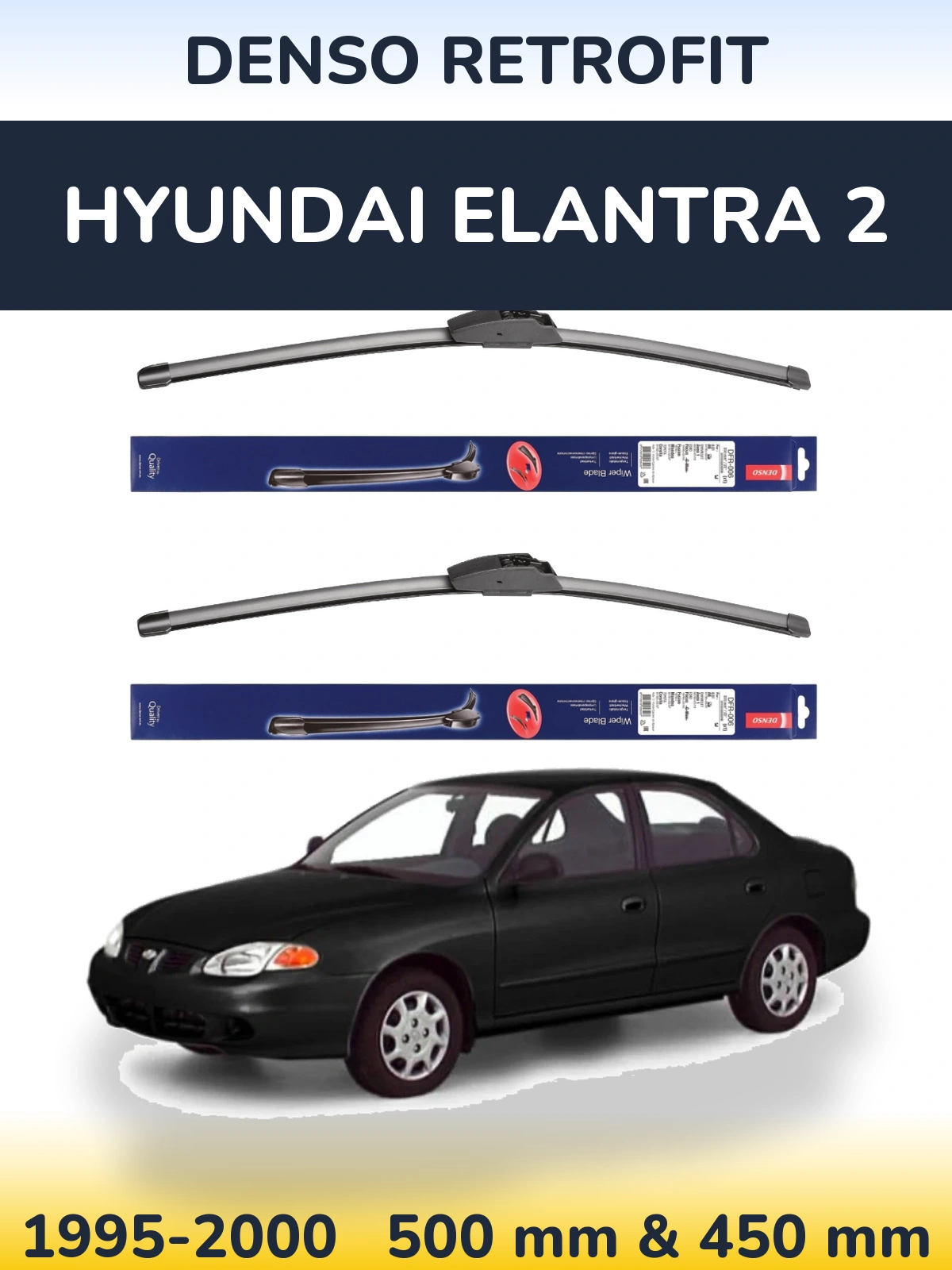 Комплект передних дворников Denso Retrofit 500 & 450 мм для Hyundai Elantra 2 1995-2000