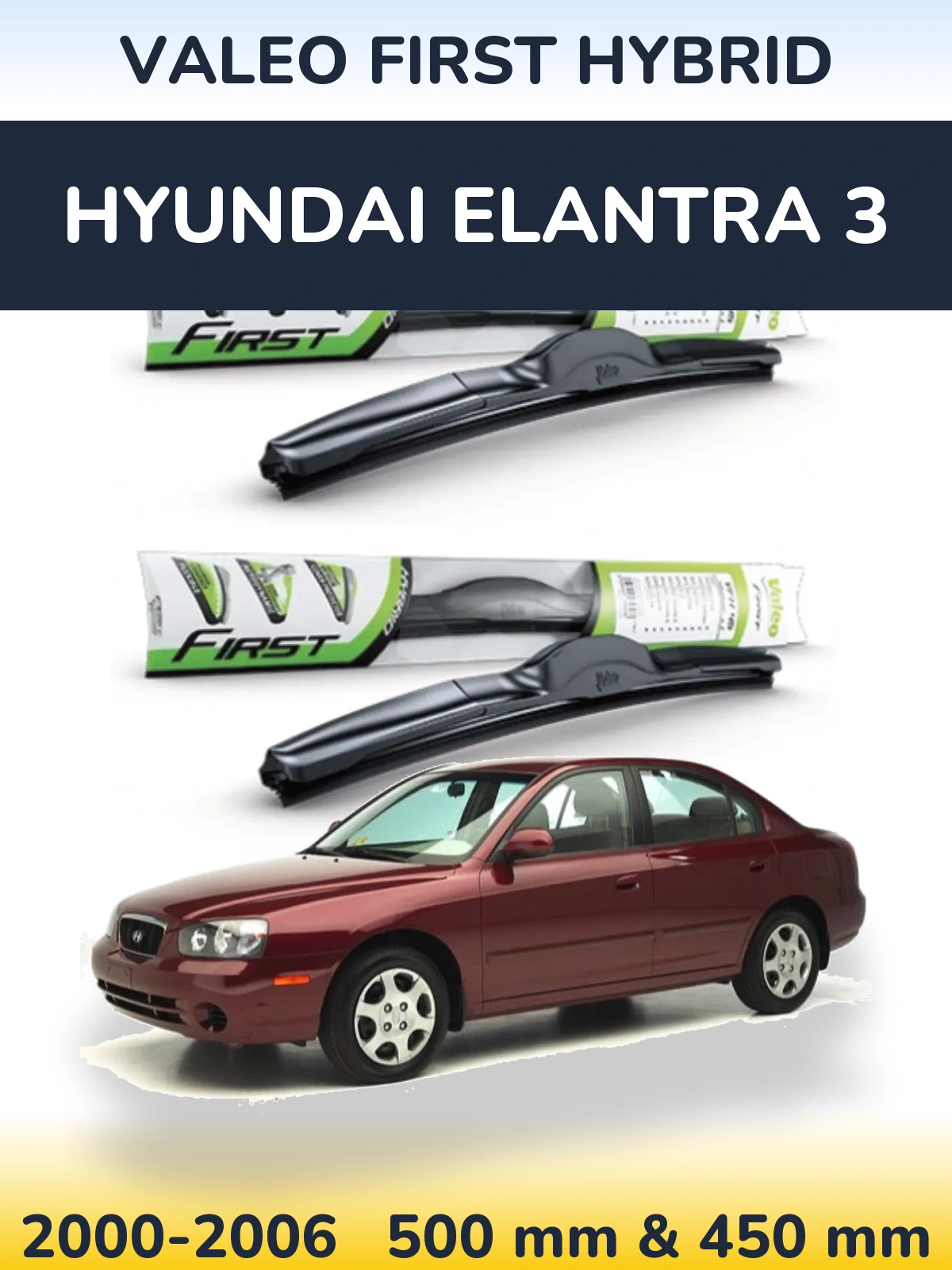 Komplet przednich wycieraczek Valeo First Hybrid 500 & 450 mm do Hyundai Elantra 3 2000-2006