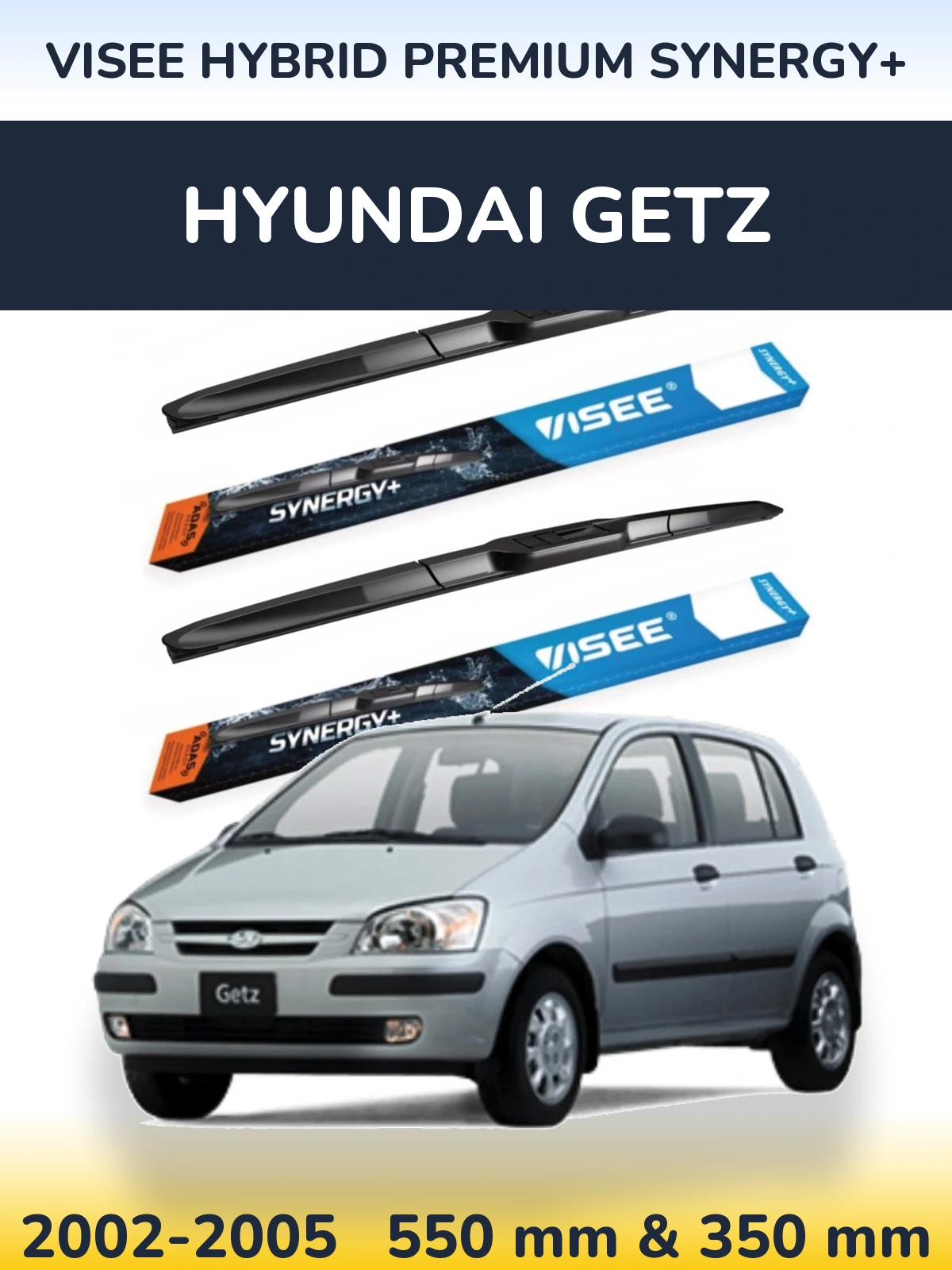 Комплект передних дворников VISEE HYBRID PREMIUM SYNERGY+ 550 & 350 мм для Hyundai Getz 2002-2005