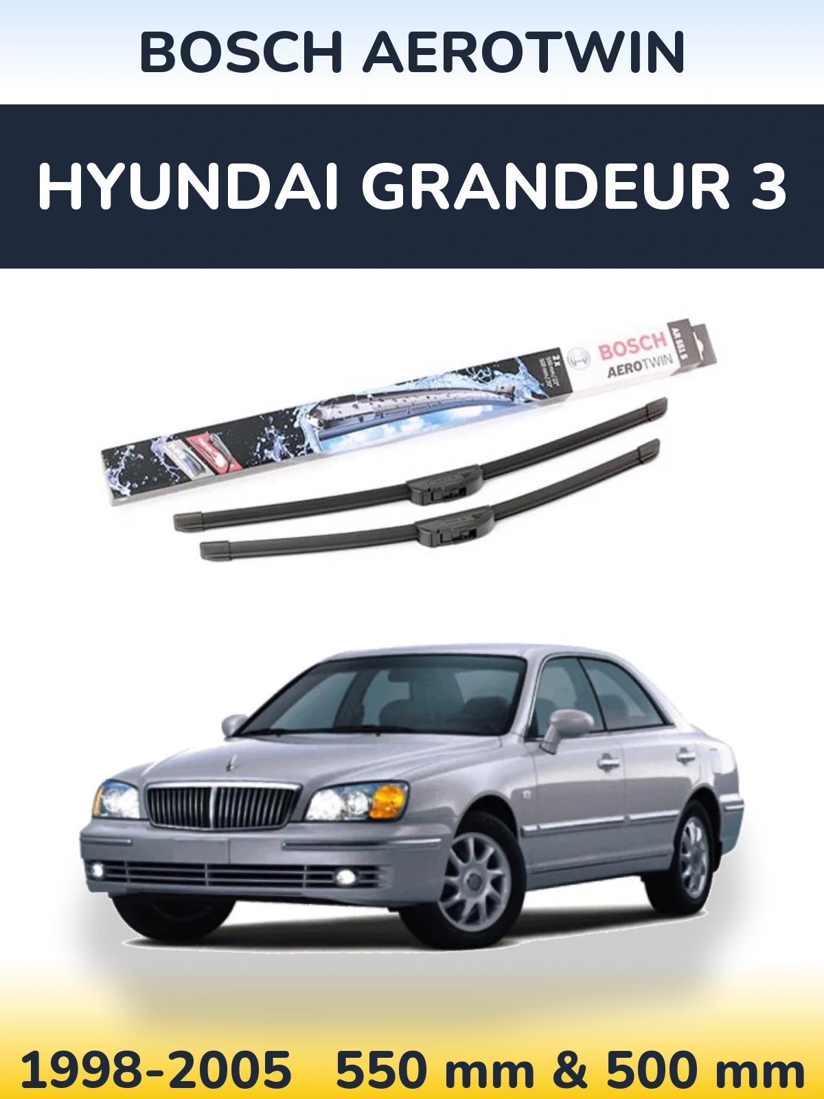 Комплект передних дворников BOSCH AeroTwin 550 & 500 мм для Hyundai Grandeur 3 1998-2005