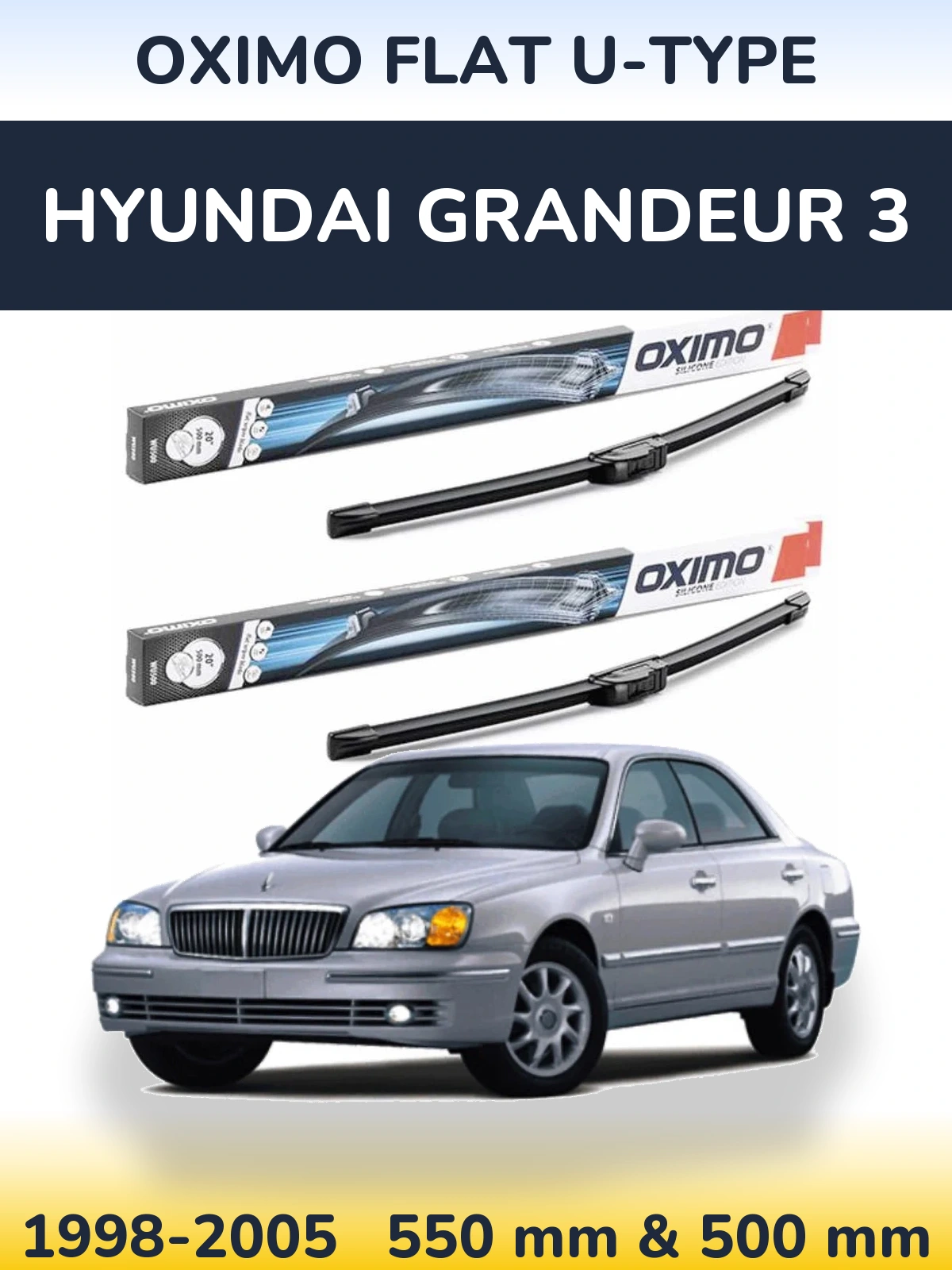 Komplet przednich wycieraczek Oximo Flat U-type 550 & 500 mm do Hyundai Grandeur 3 1998-2005
