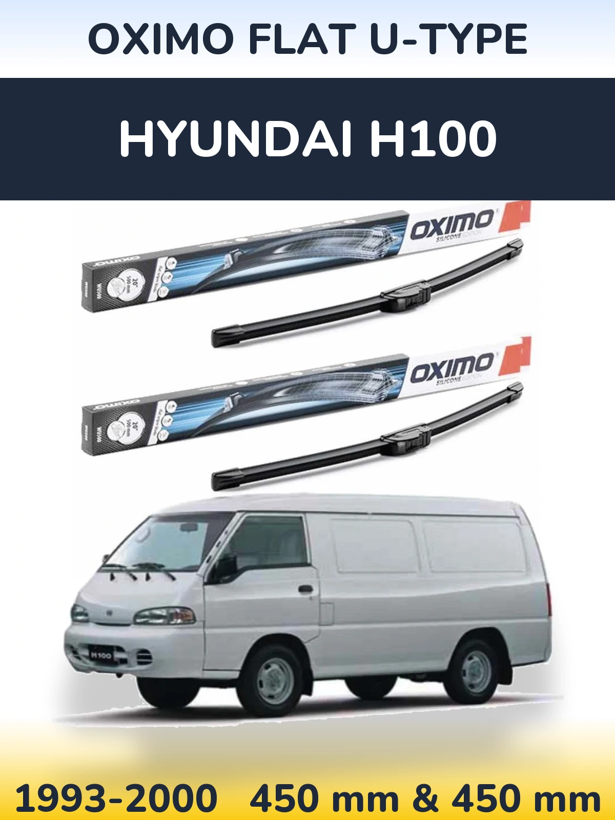 Комплект передних дворников Oximo Flat U-type 450 & 450 мм для Hyundai H100 1993-2000