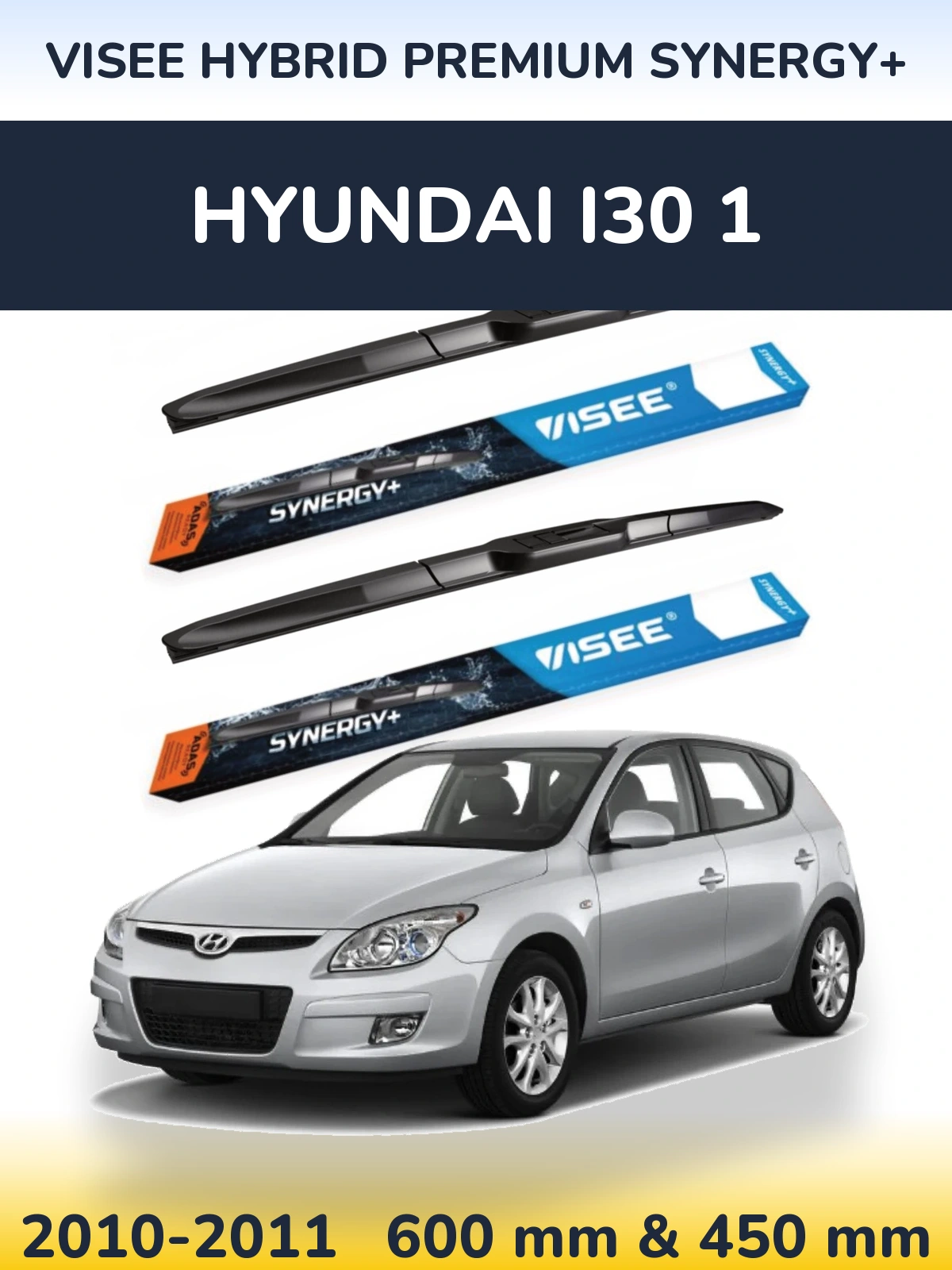 Комплект передних дворников VISEE HYBRID PREMIUM SYNERGY+ 600 & 450 мм для Hyundai i30 1 2010-2011