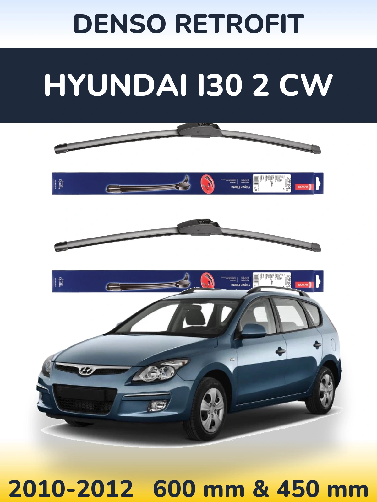 Комплект передних дворников Denso Retrofit 600 & 450 мм для Hyundai i30 2 CW 2010-2012
