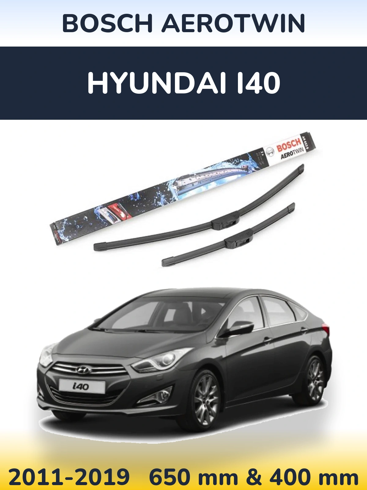 Komplet przednich wycieraczek BOSCH AeroTwin 650 & 400 mm do Hyundai i40 2011-2019