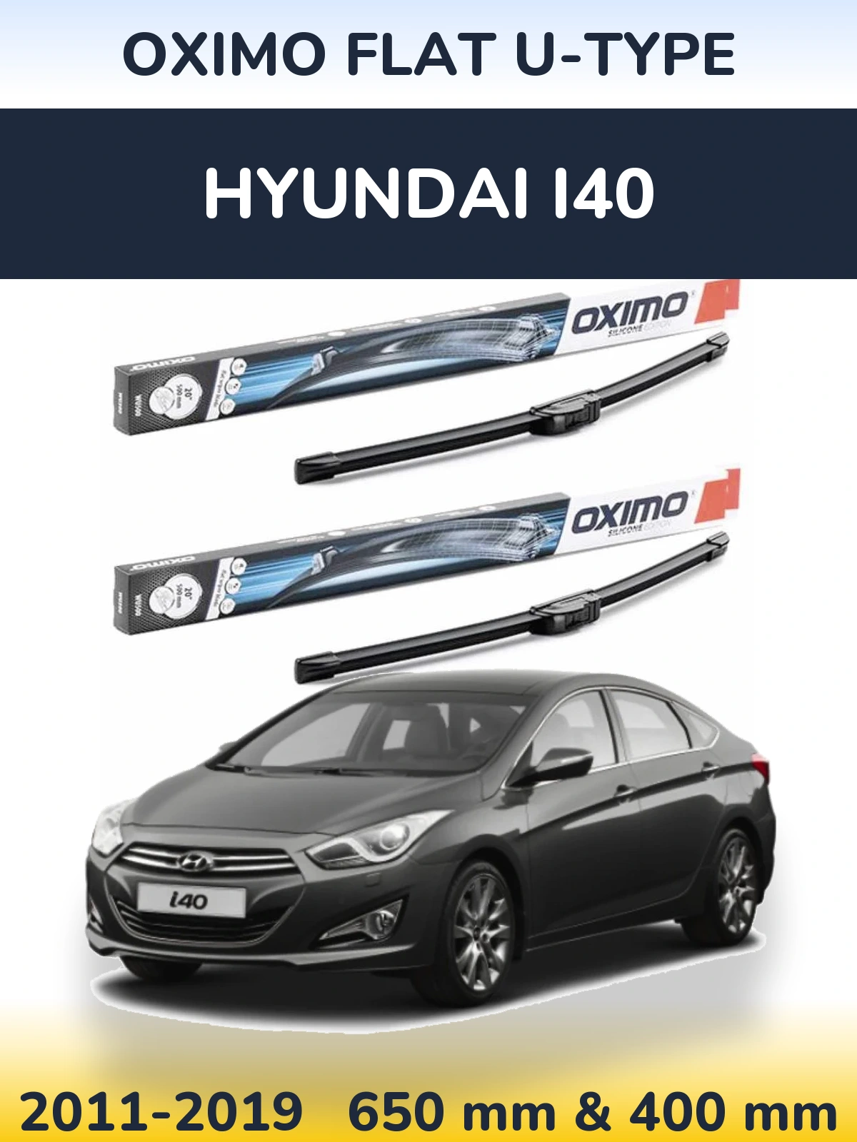 Komplet przednich wycieraczek Oximo Flat U-type 650 & 400 mm do Hyundai i40 2011-2019