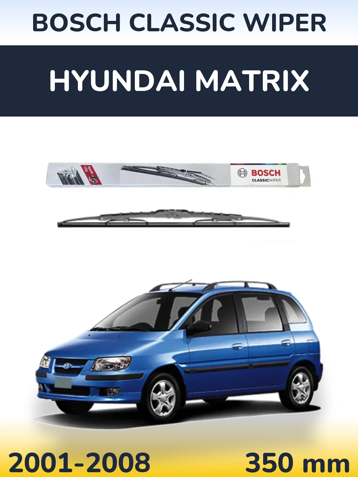 Rear wiper blade BOSCH Classic Wiper 340 mm for Hyundai Matrix 2001-2008