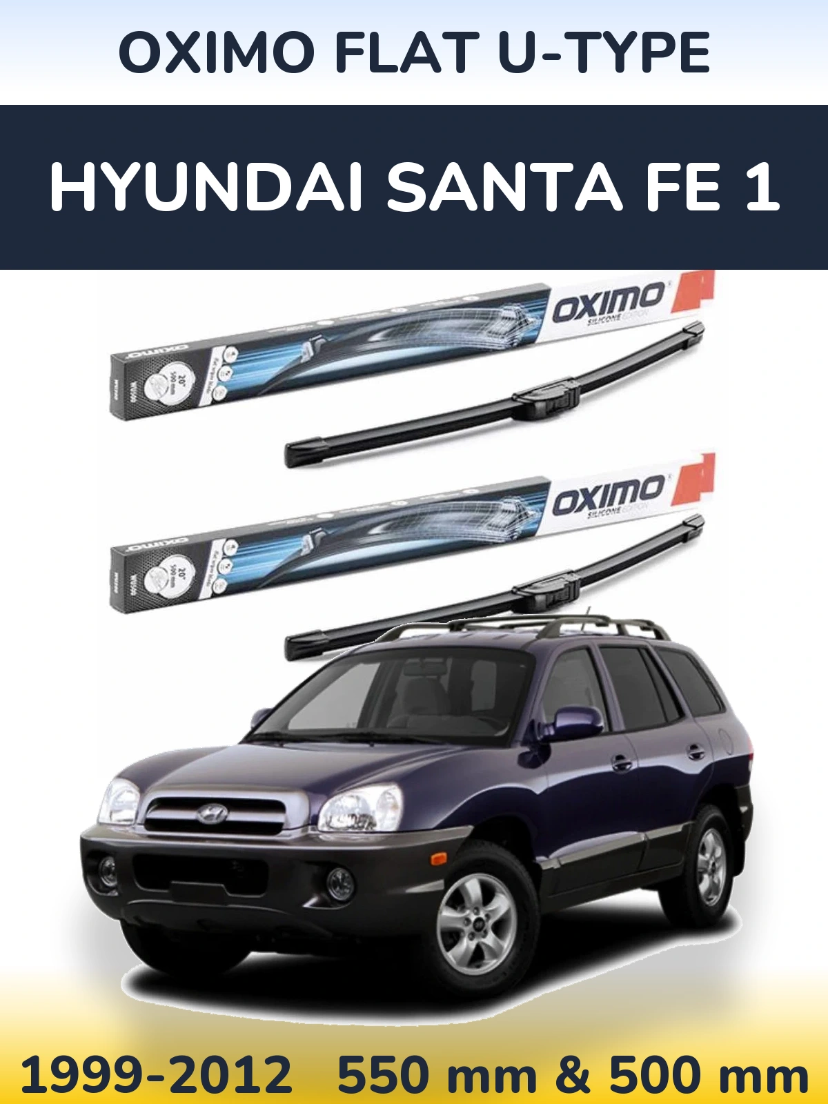 Komplet przednich wycieraczek Oximo Flat U-type 550 & 500 mm do Hyundai Santa Fe 1 1999-2012
