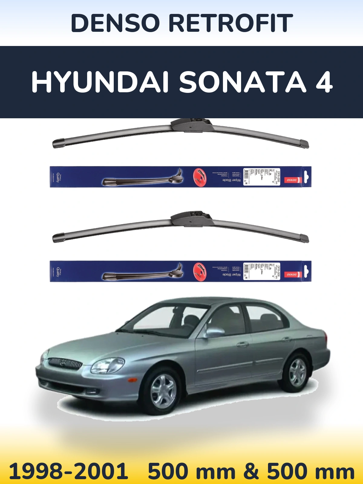 Komplet przednich wycieraczek Denso Retrofit 500 & 500 mm do Hyundai Sonata 4 1998-2001