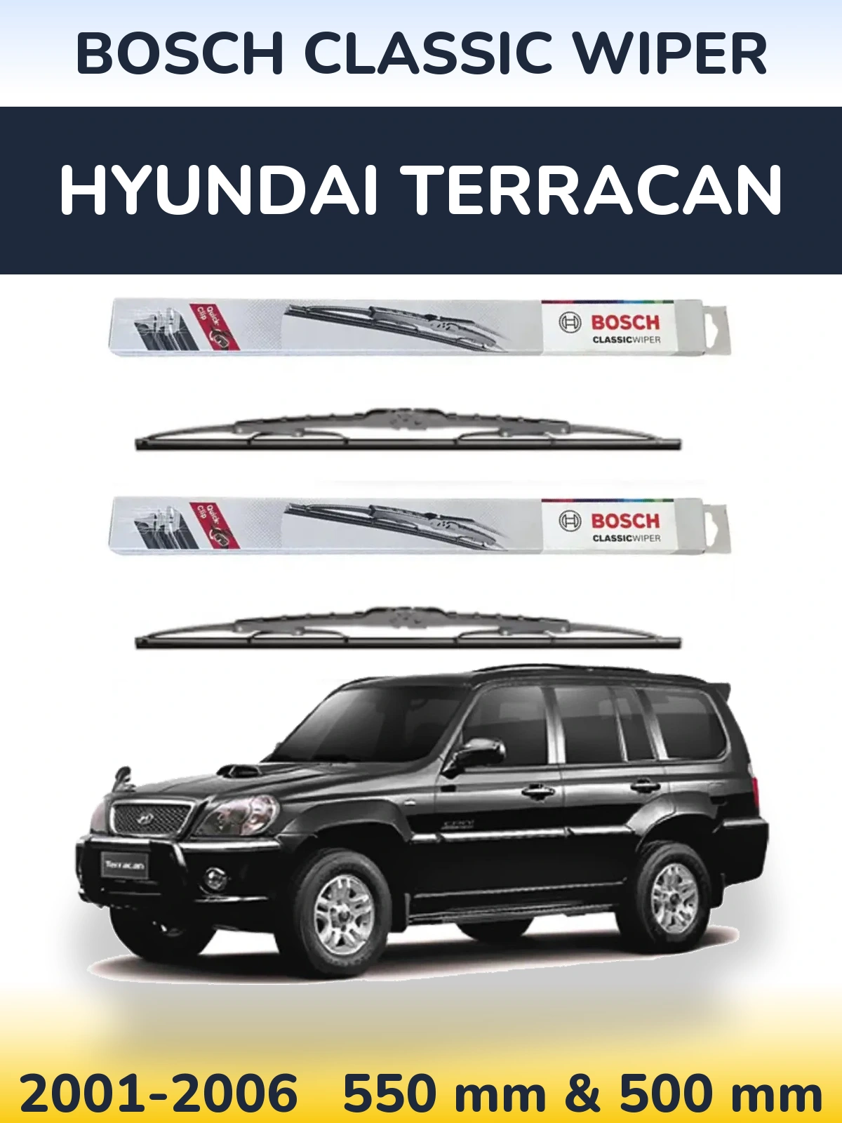 Комплект передніх щіток BOSCH Classic Wiper 550 & 500 мм для Hyundai Terracan 2001-2006