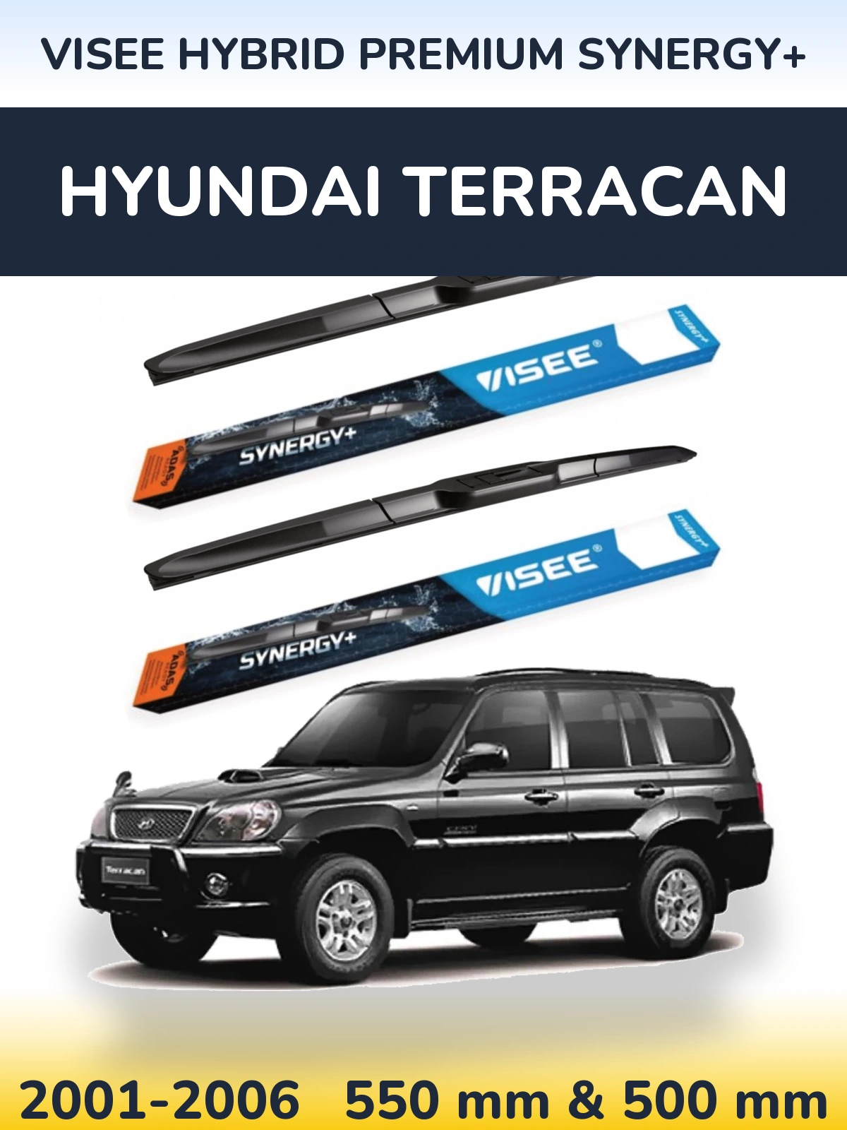 Комплект передніх щіток VISEE HYBRID PREMIUM SYNERGY+ 550 & 500 мм для Hyundai Terracan 2001-2006
