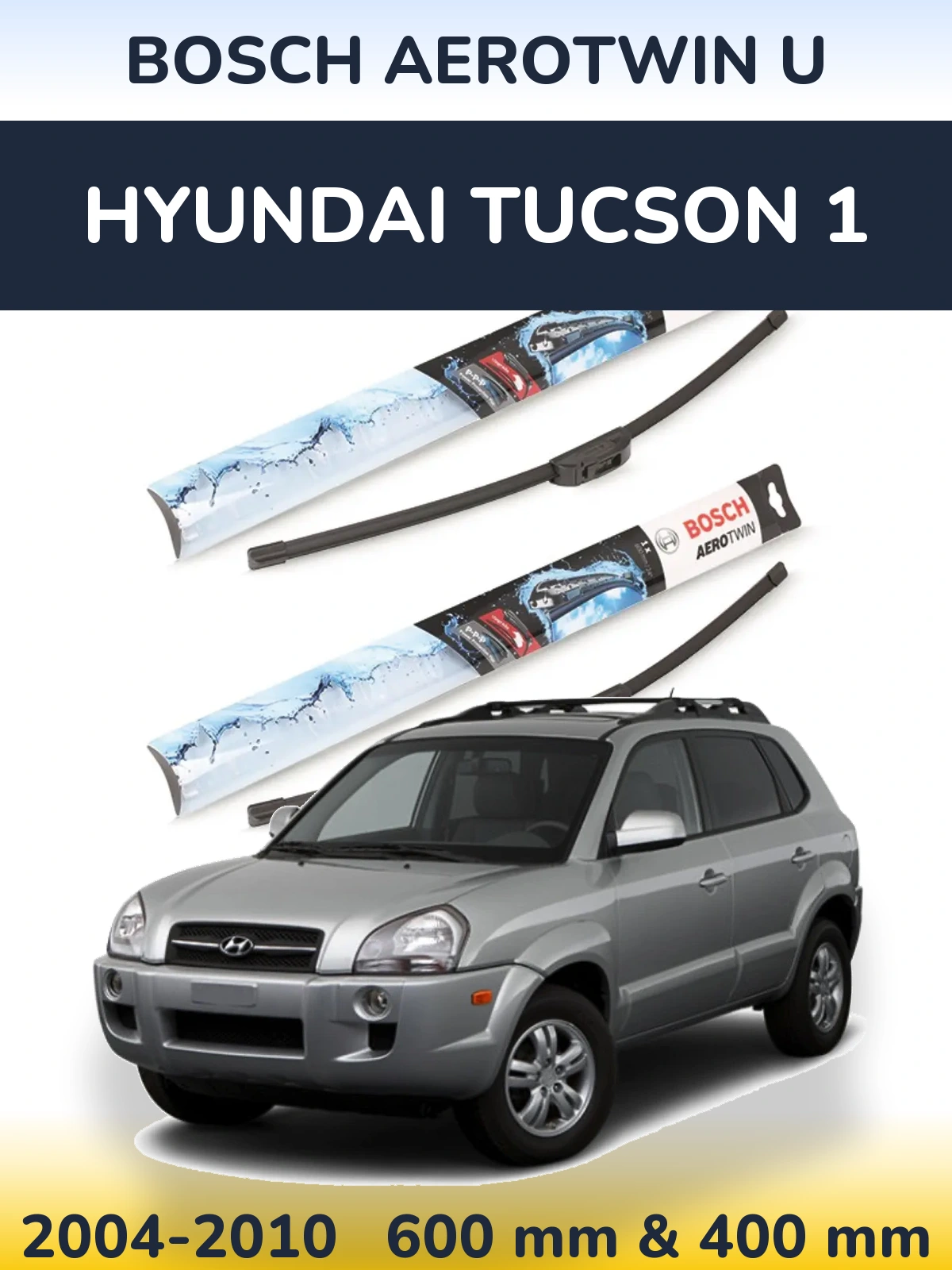 Komplet przednich wycieraczek BOSCH AeroTwin U 600 & 400 mm do Hyundai Tucson 1 2004-2010
