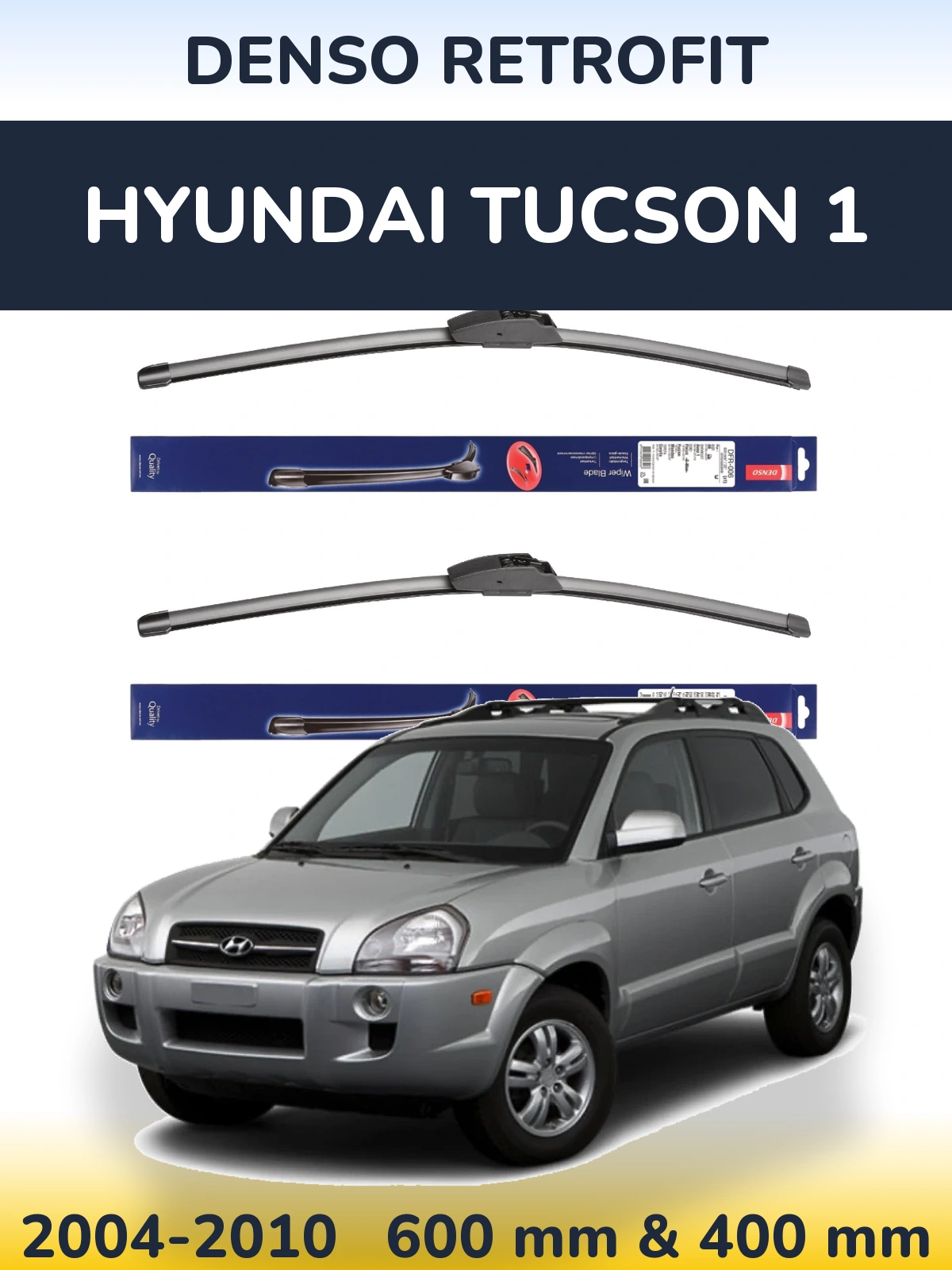 Komplet przednich wycieraczek Denso Retrofit 600 & 400 mm do Hyundai Tucson 1 2004-2010