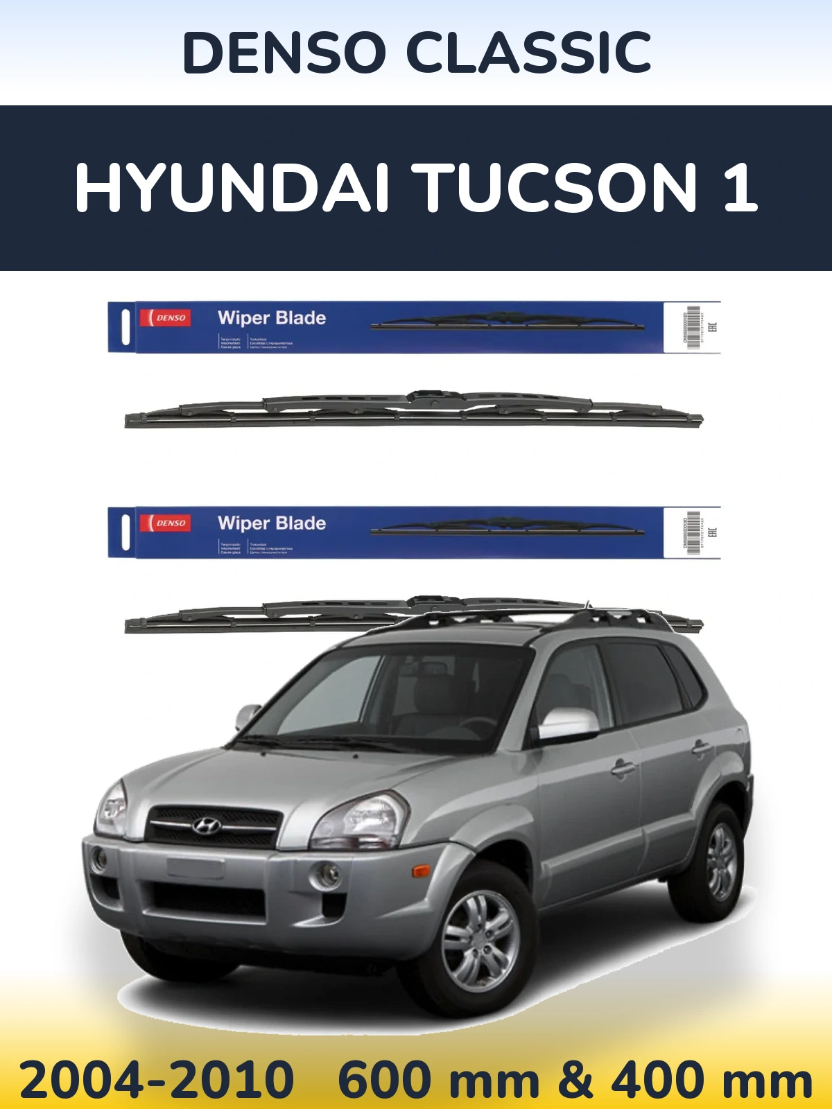 Komplet przednich wycieraczek Denso Classic 600 & 400 mm do Hyundai Tucson 1 2004-2010