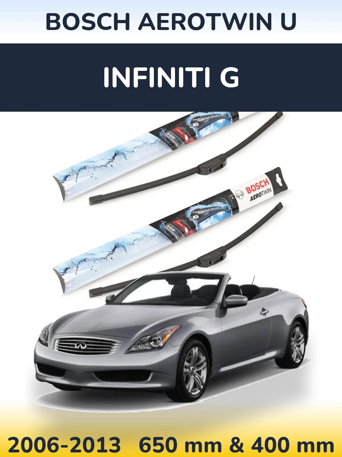 Комплект передніх щіток BOSCH AeroTwin U 650 & 400 мм для Infiniti G 2006-2013