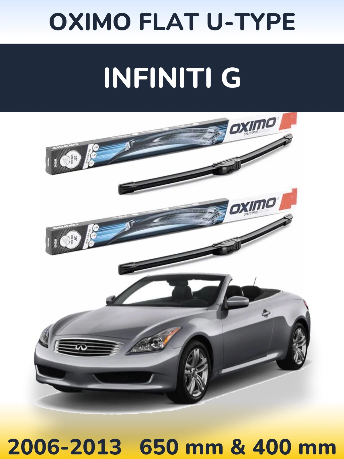 Комплект передніх щіток Oximo Flat U-type 650 & 400 мм для Infiniti G 2006-2013