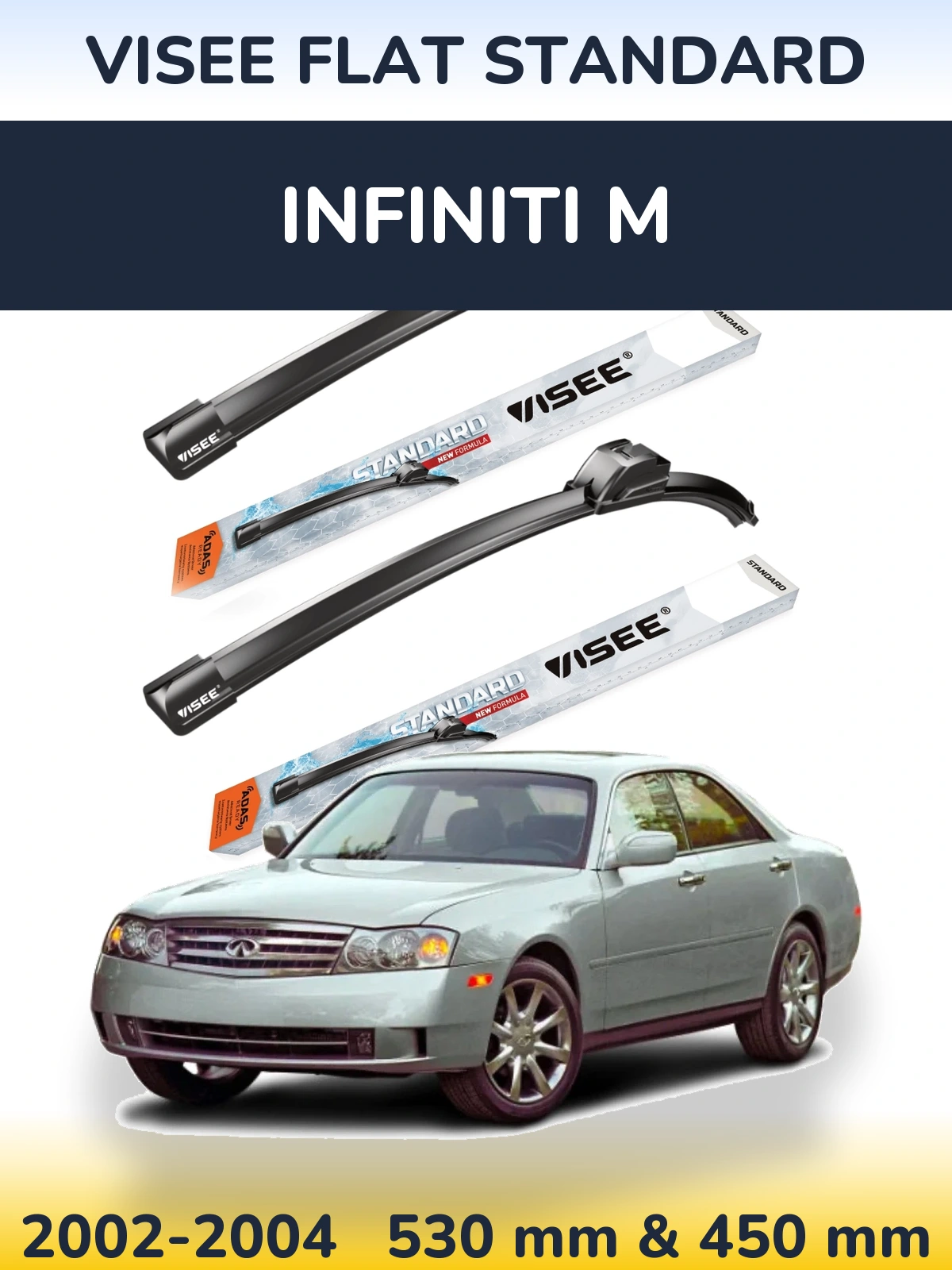Комплект передніх щіток VISEE FLAT STANDARD 530 & 450 мм для Infiniti M 2002-2004