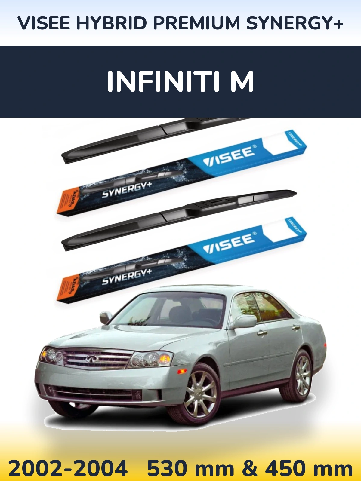 Комплект передних дворников VISEE HYBRID PREMIUM SYNERGY+ 530 & 450 мм для Infiniti M 2002-2004