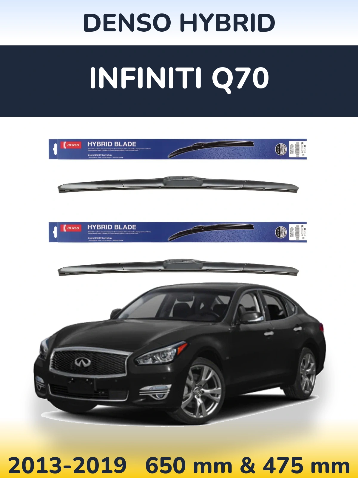 Komplet przednich wycieraczek Denso Hybrid 650 & 475 mm do Infiniti Q70 2013-2019