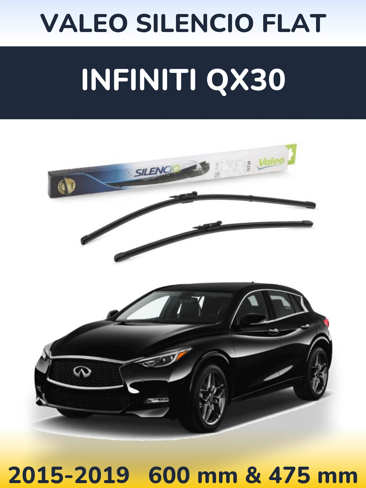 Komplet przednich wycieraczek Valeo Silencio Flat 600 & 475 mm do Infiniti QX30 2015-2019
