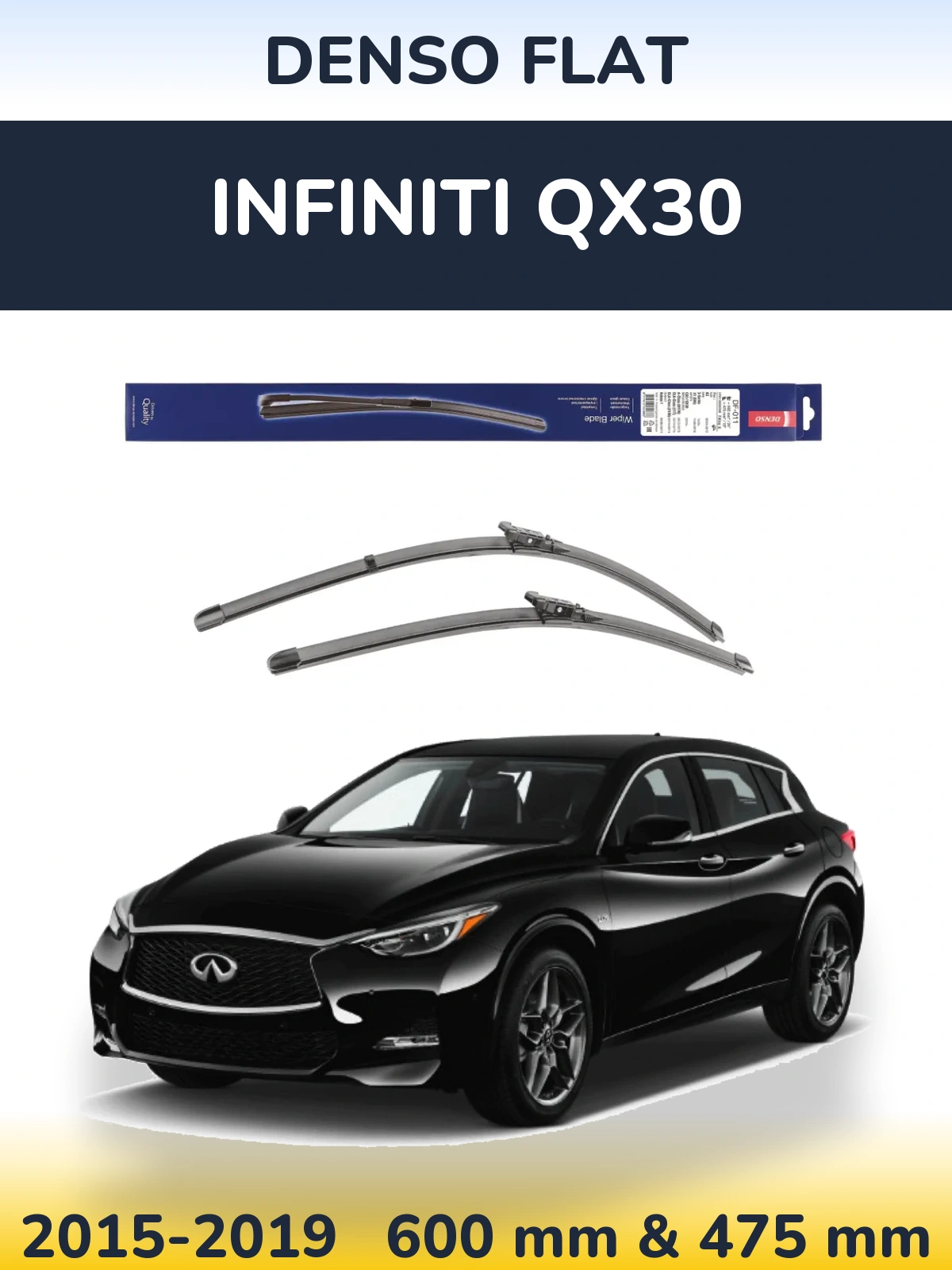 Komplet przednich wycieraczek Denso Flat 600 & 475 mm do Infiniti QX30 2015-2019