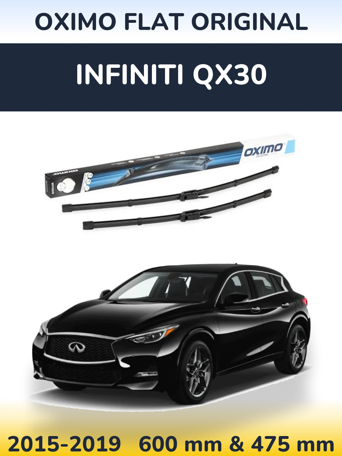 Komplet przednich wycieraczek Oximo Flat Original 600 & 475 mm do Infiniti QX30 2015-2019
