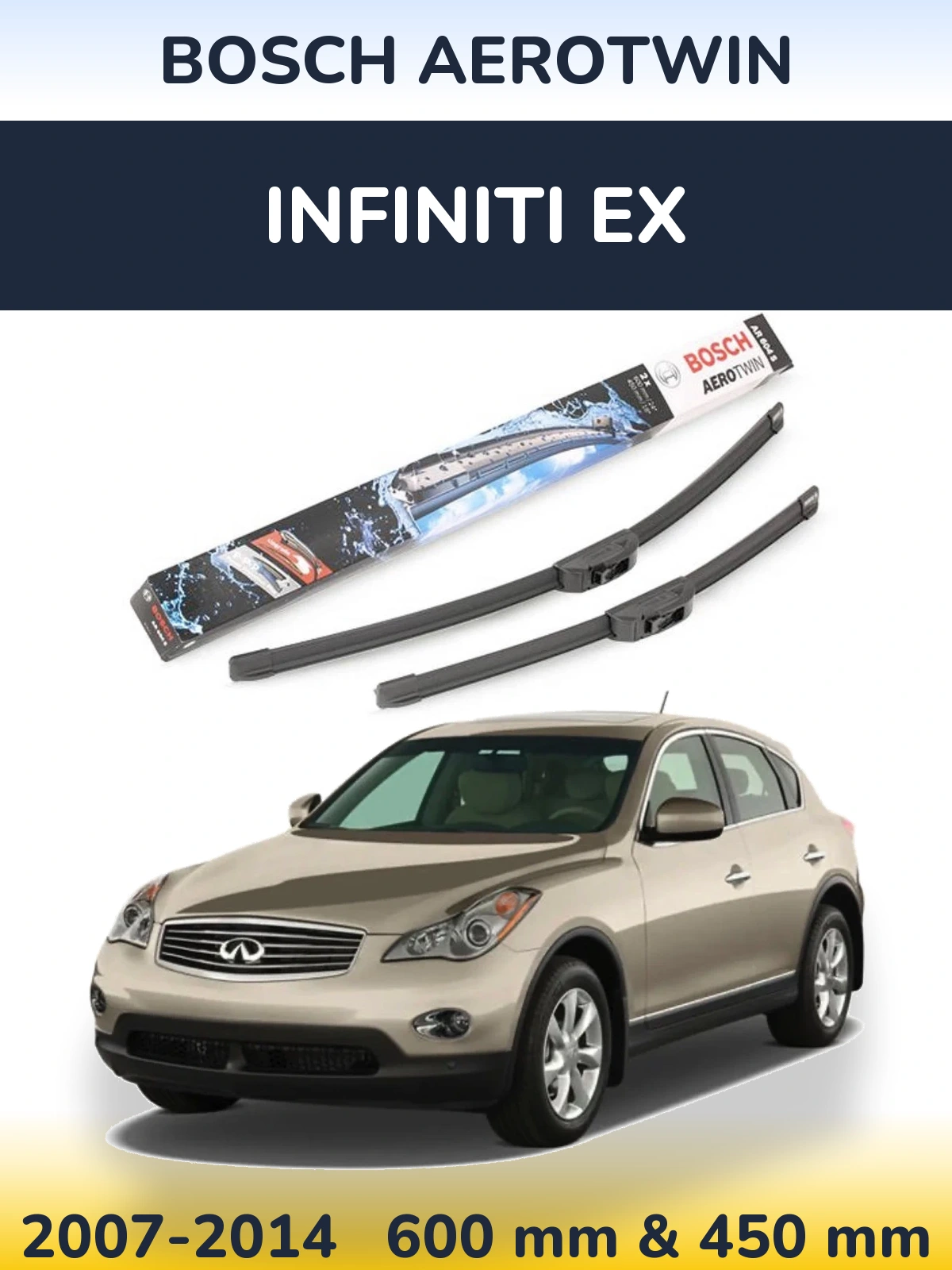 Комплект передніх щіток BOSCH AeroTwin 600 & 450 мм для Infiniti EX 2007-2014