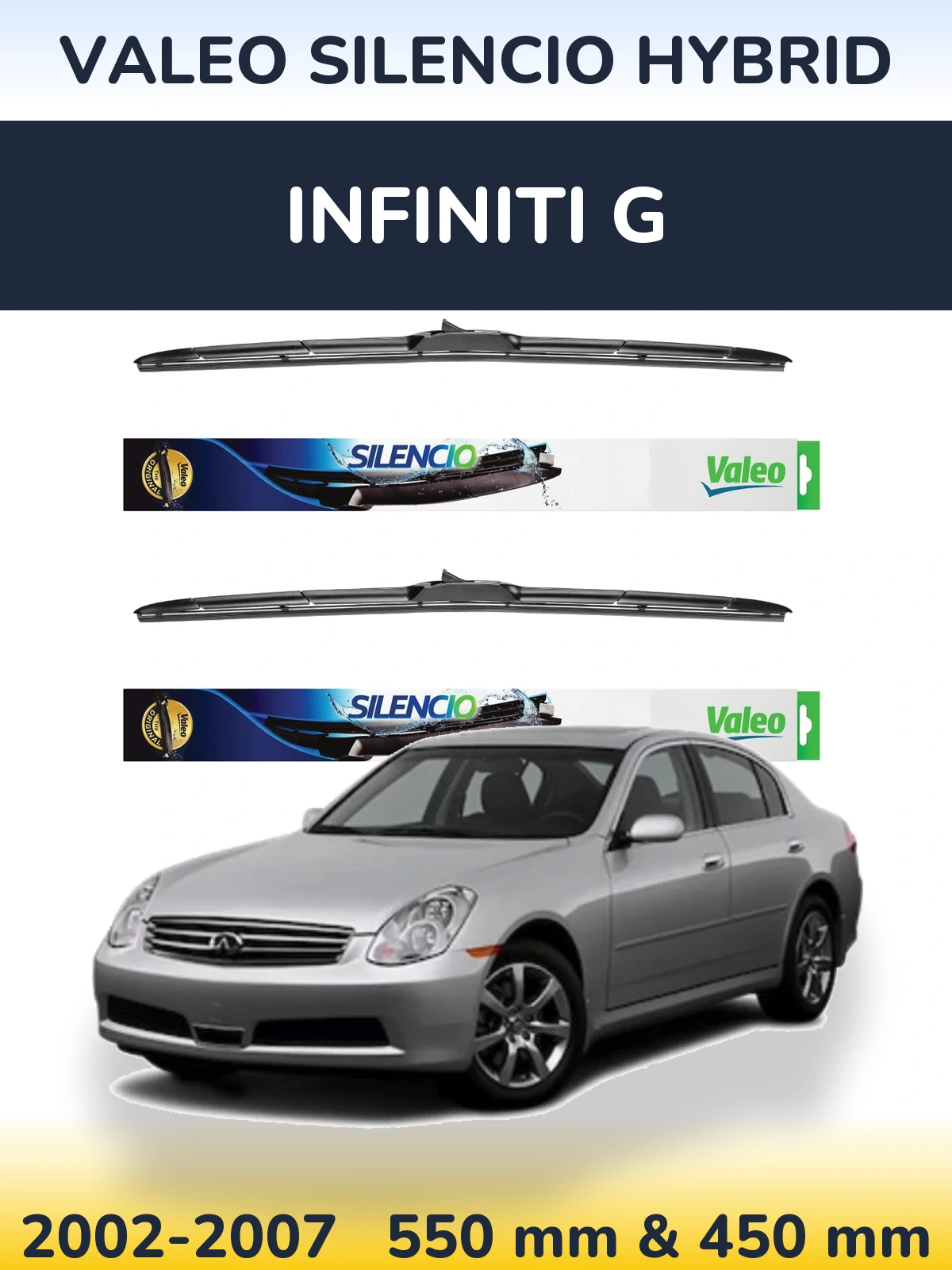 Комплект передних дворников Valeo Silencio Hybrid 550 & 450 мм для Infiniti G 2002-2007