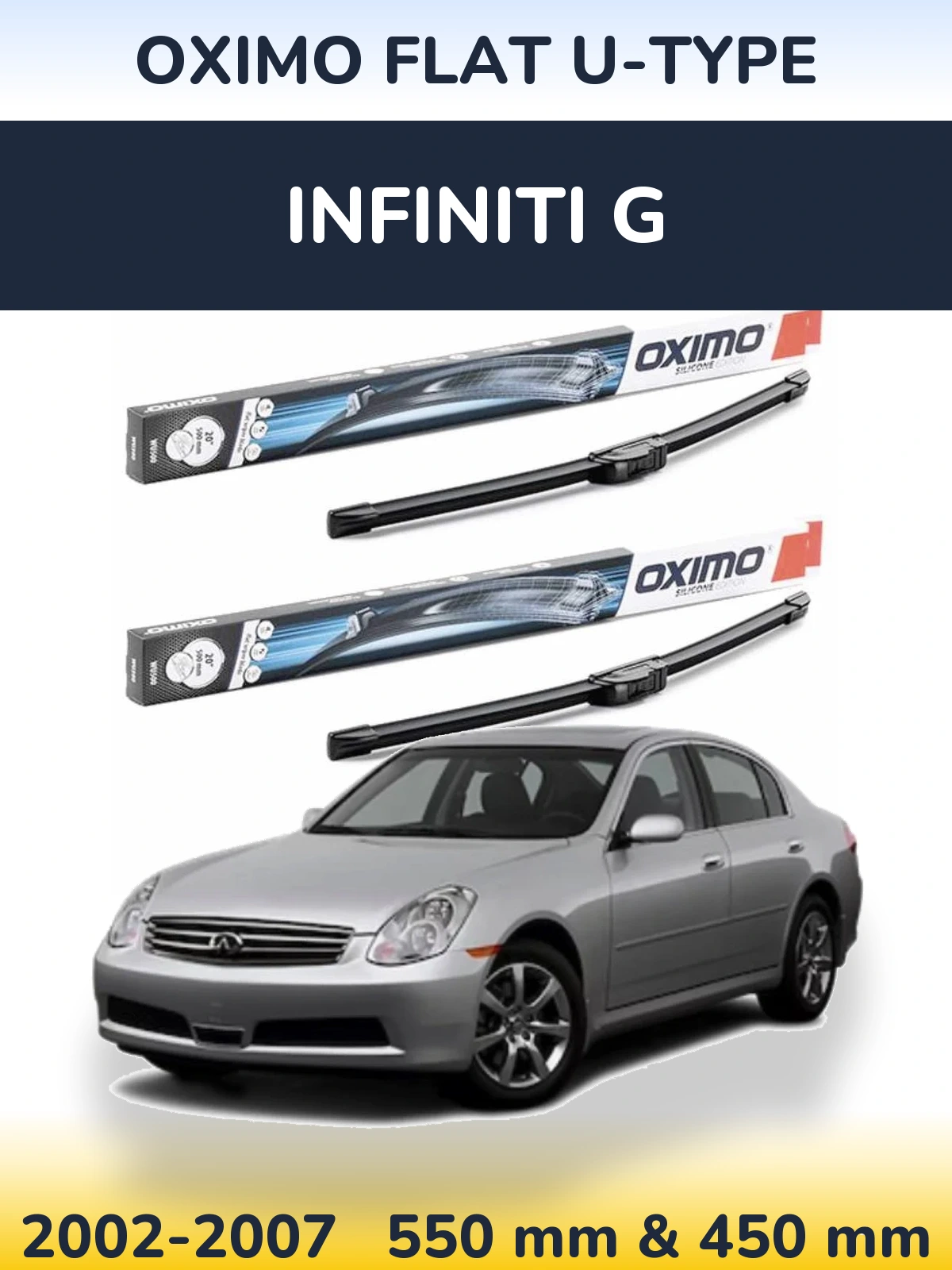 Komplet przednich wycieraczek Oximo Flat U-type 550 & 450 mm do Infiniti G 2002-2007