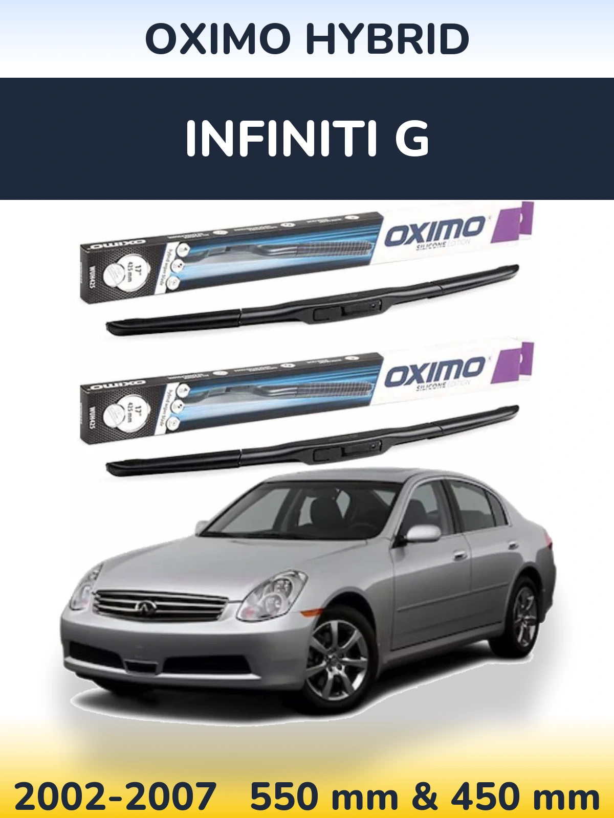 Комплект передних дворников Oximo Hybrid 550 & 450 мм для Infiniti G 2002-2007