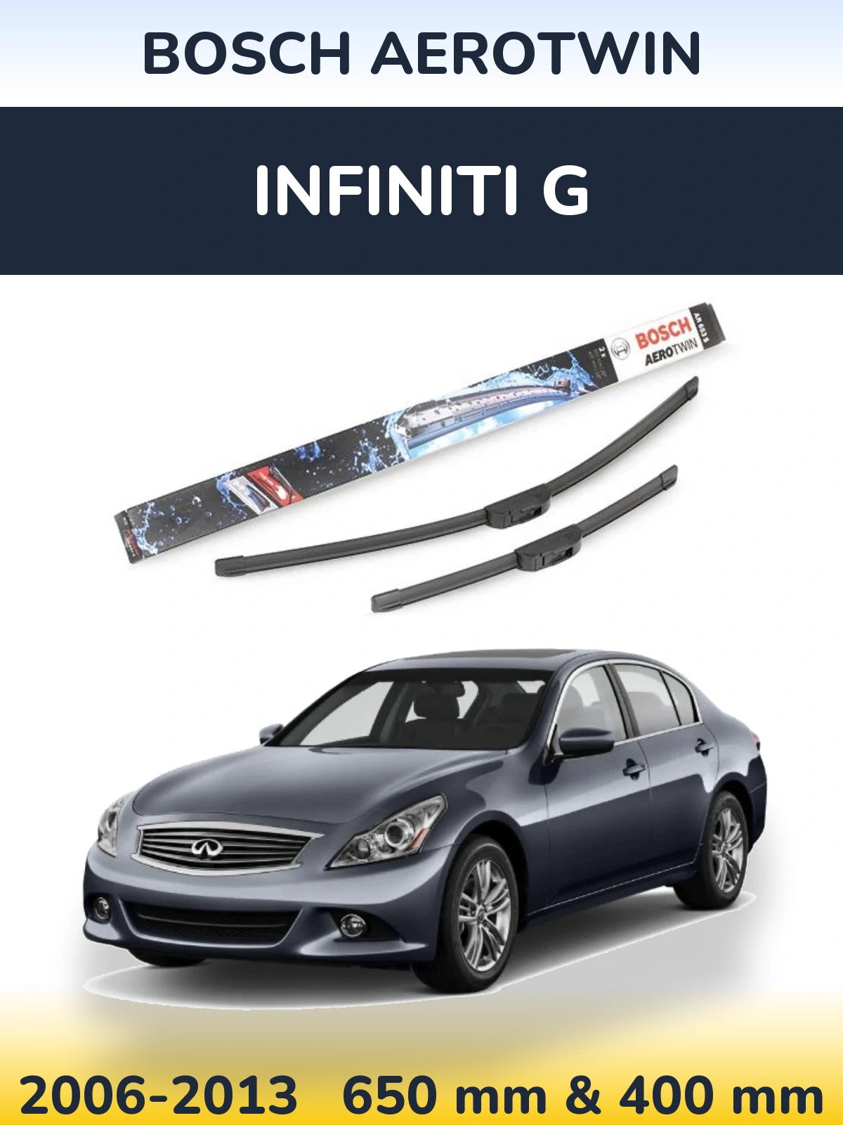 Komplet przednich wycieraczek BOSCH AeroTwin 650 & 400 mm do Infiniti G 2006-2013