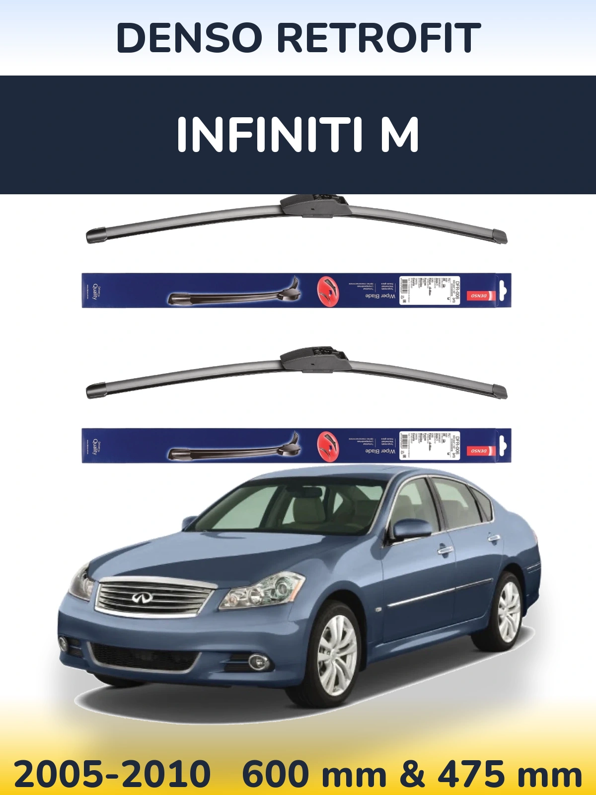 Komplet przednich wycieraczek Denso Retrofit 600 & 475 mm do Infiniti M 2005-2010