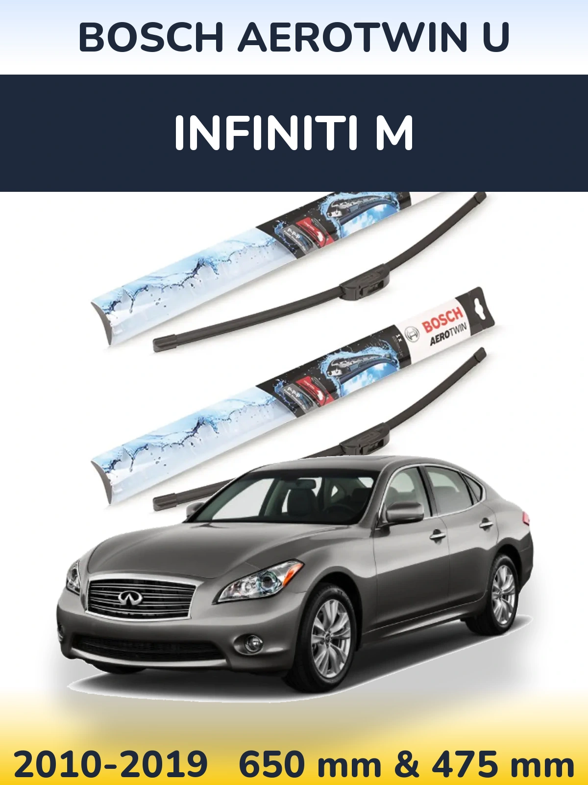 Komplet przednich wycieraczek BOSCH AeroTwin U 650 & 475 mm do Infiniti M 2010-2019
