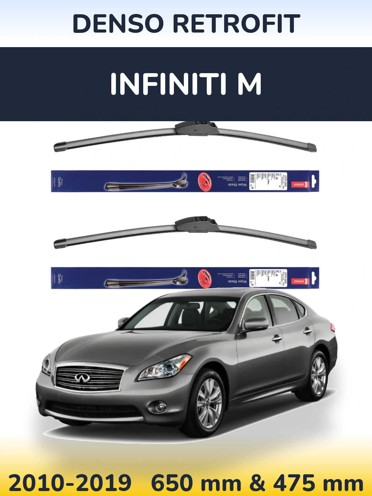 Komplet przednich wycieraczek Denso Retrofit 650 & 475 mm do Infiniti M 2010-2019