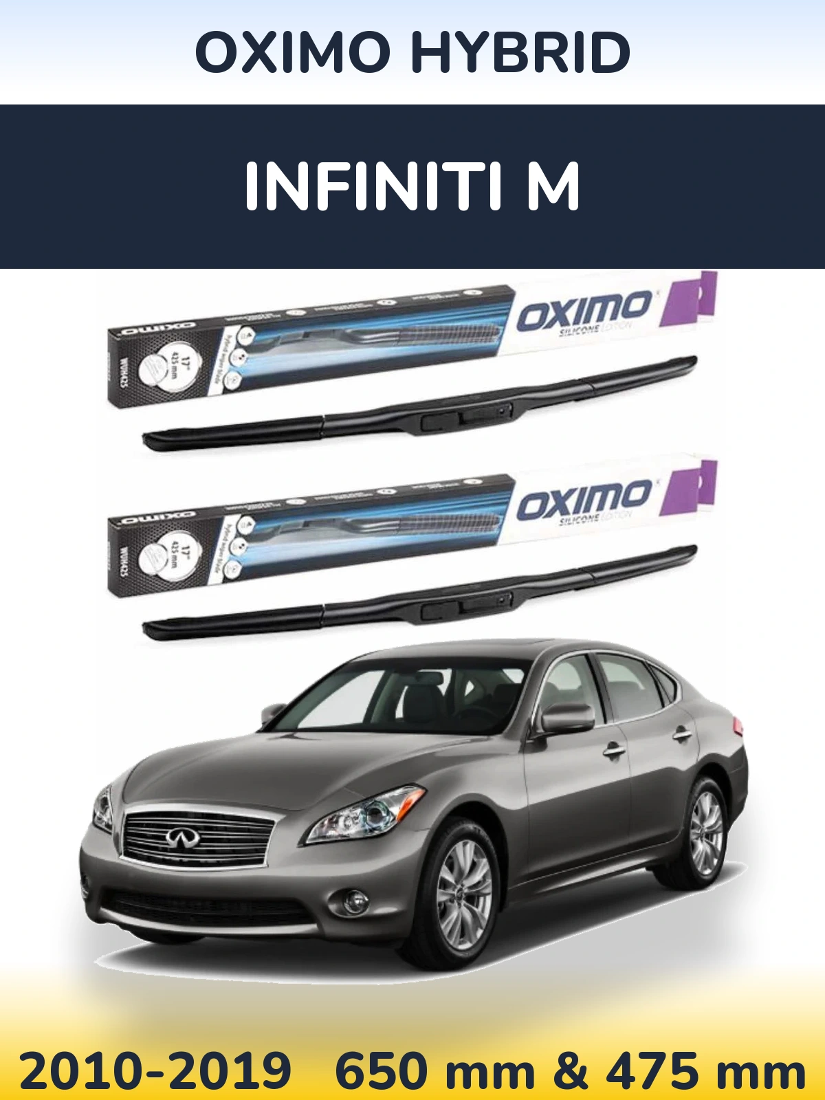 Komplet przednich wycieraczek Oximo Hybrid 650 & 475 mm do Infiniti M 2010-2019