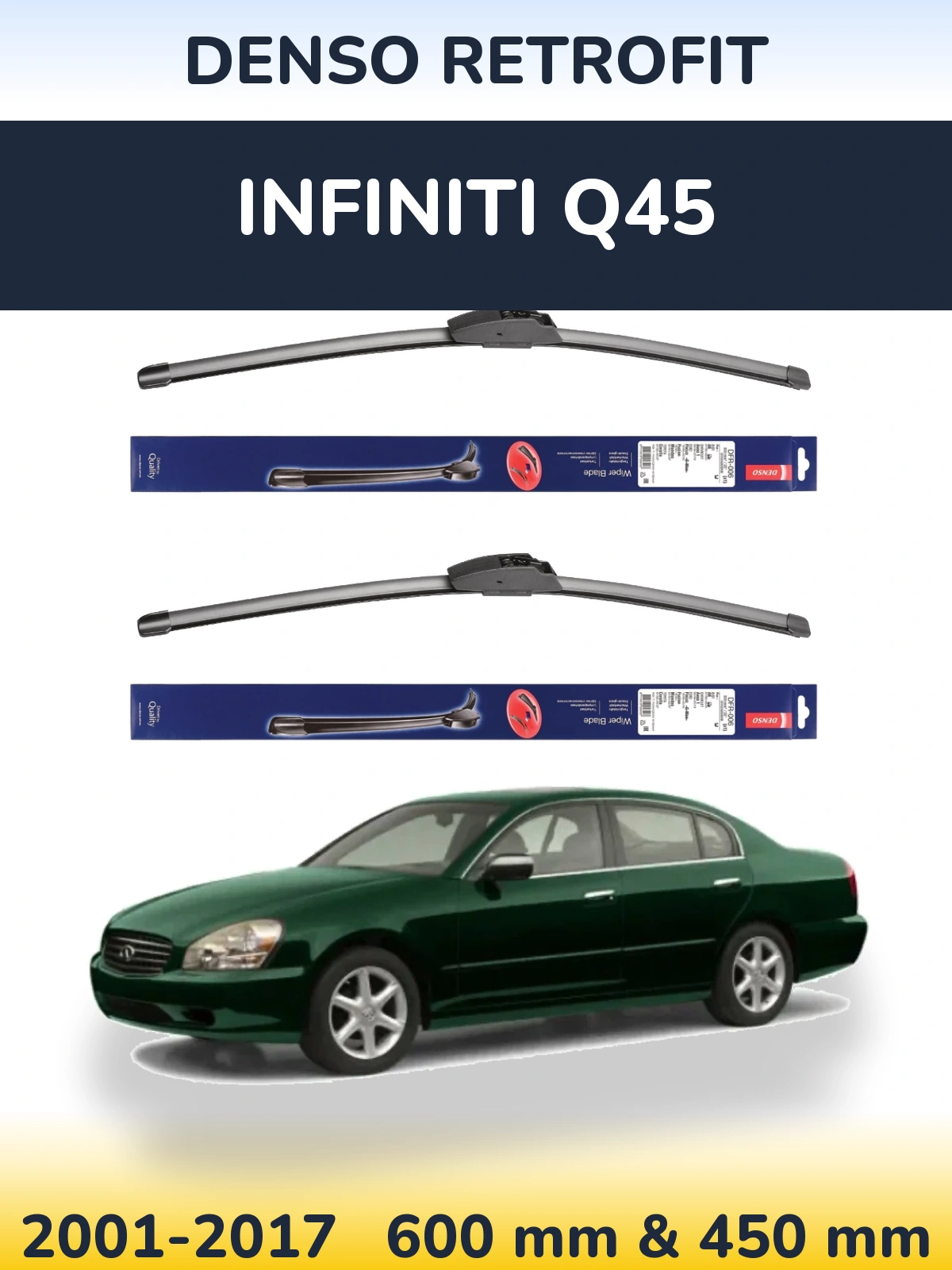 Комплект передних дворников Denso Retrofit 600 & 450 мм для Infiniti Q45 2001-2017