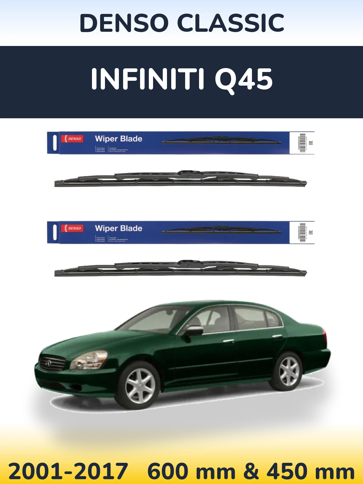 Komplet przednich wycieraczek Denso Classic 600 & 450 mm do Infiniti Q45 2001-2017